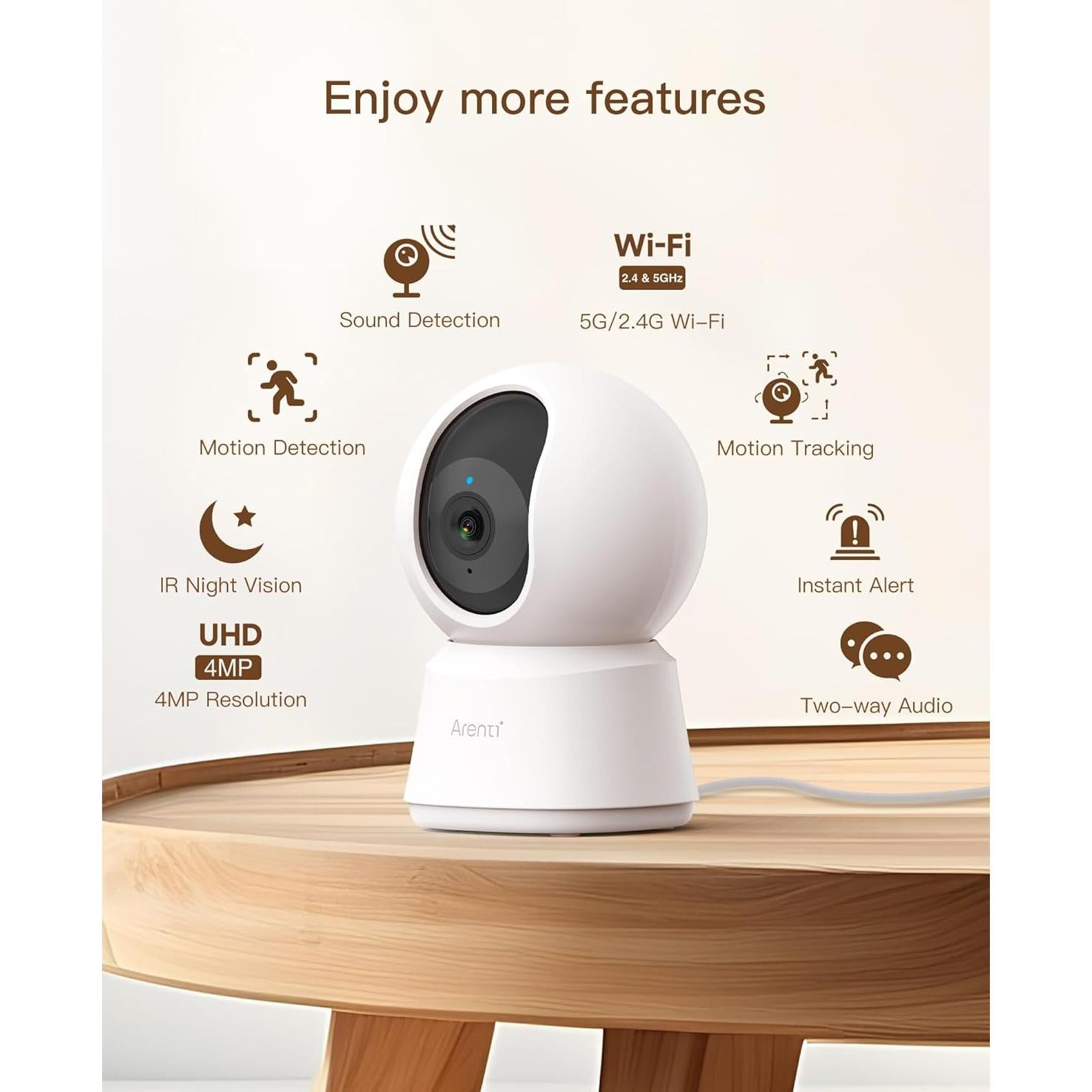 Cámara de Seguridad ARENTI P2Q 4MP WiFi Doble Banda