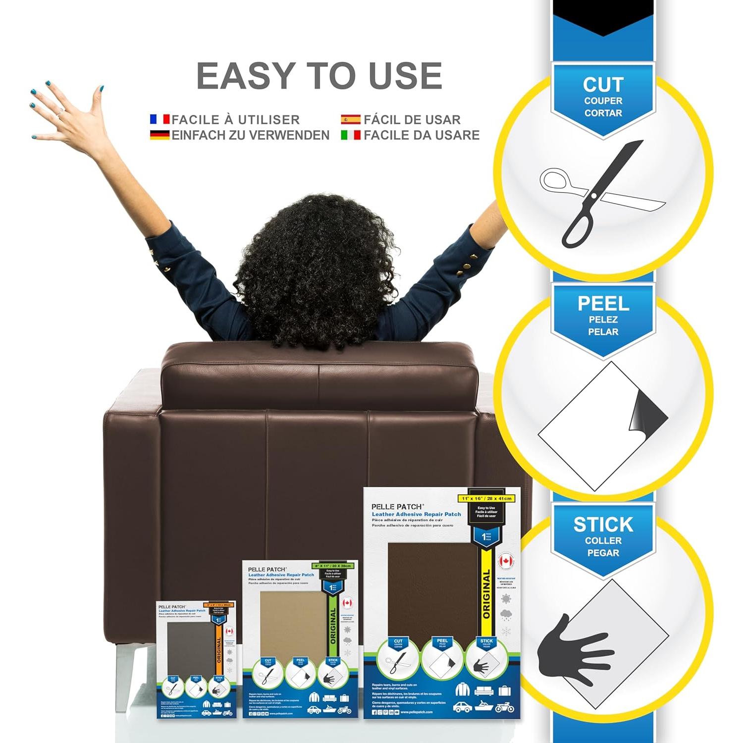 Pelle Patch Parche Reparación Cuero Vinilo 10x152 cm Beige