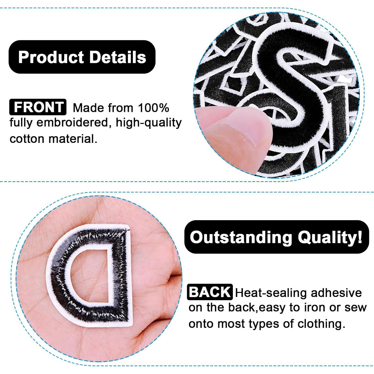 72 Piezas Parche de Letras y Números Anwenk Negro 4.3cm