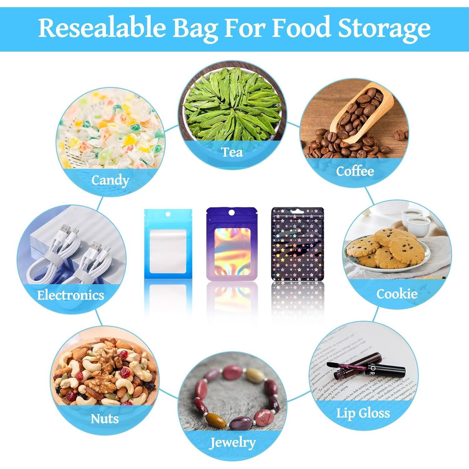 Bolsas Holográficas Mylar Fashewelry 40pcs Reutilizables 4 Tamaños