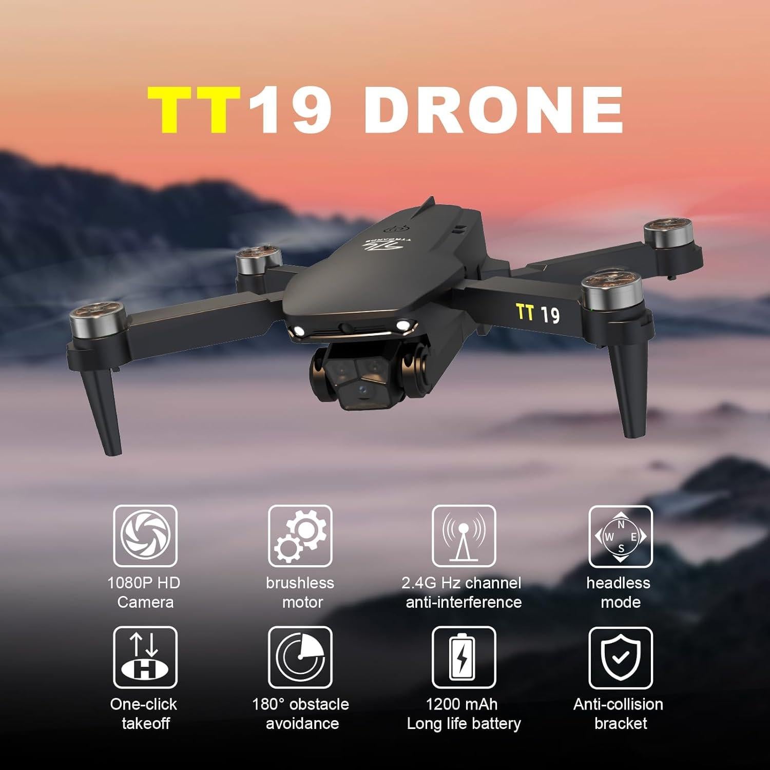 Dron TTROARDS TT19 con cámara HD 1080P y plegable