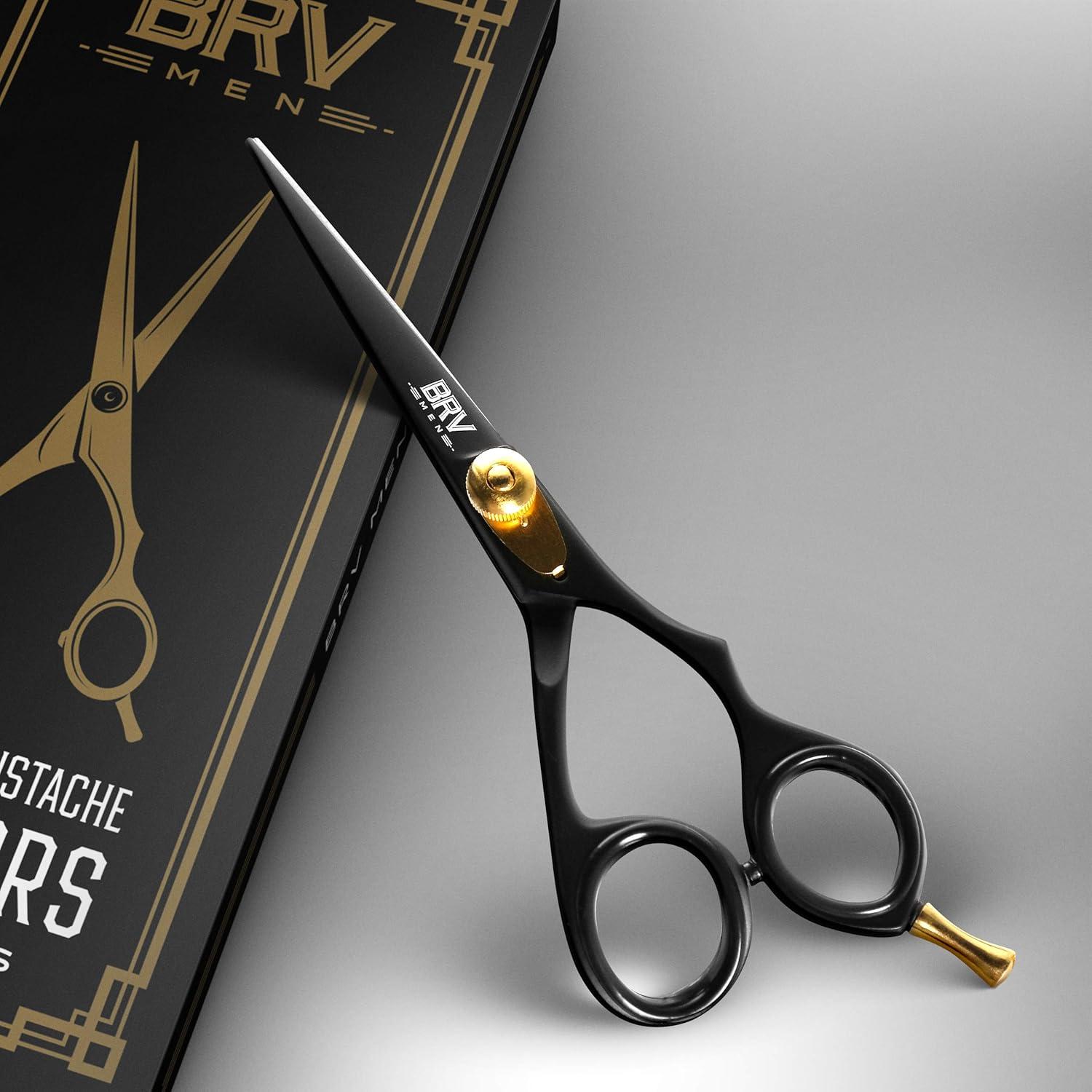 Tijeras Profesionales BRV MEN para Bigote y Barba - Negro