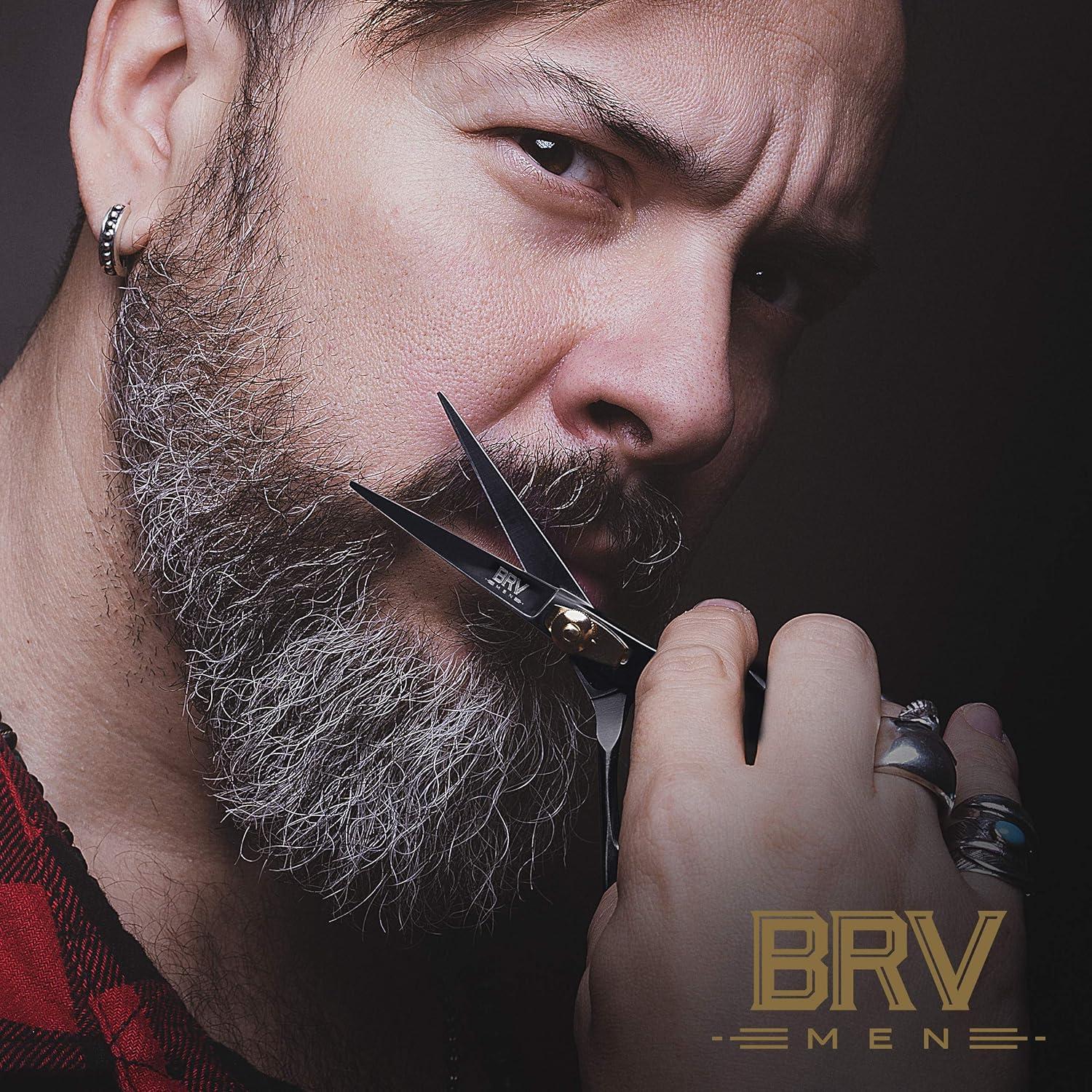 Tijeras Profesionales BRV MEN para Bigote y Barba - Negro