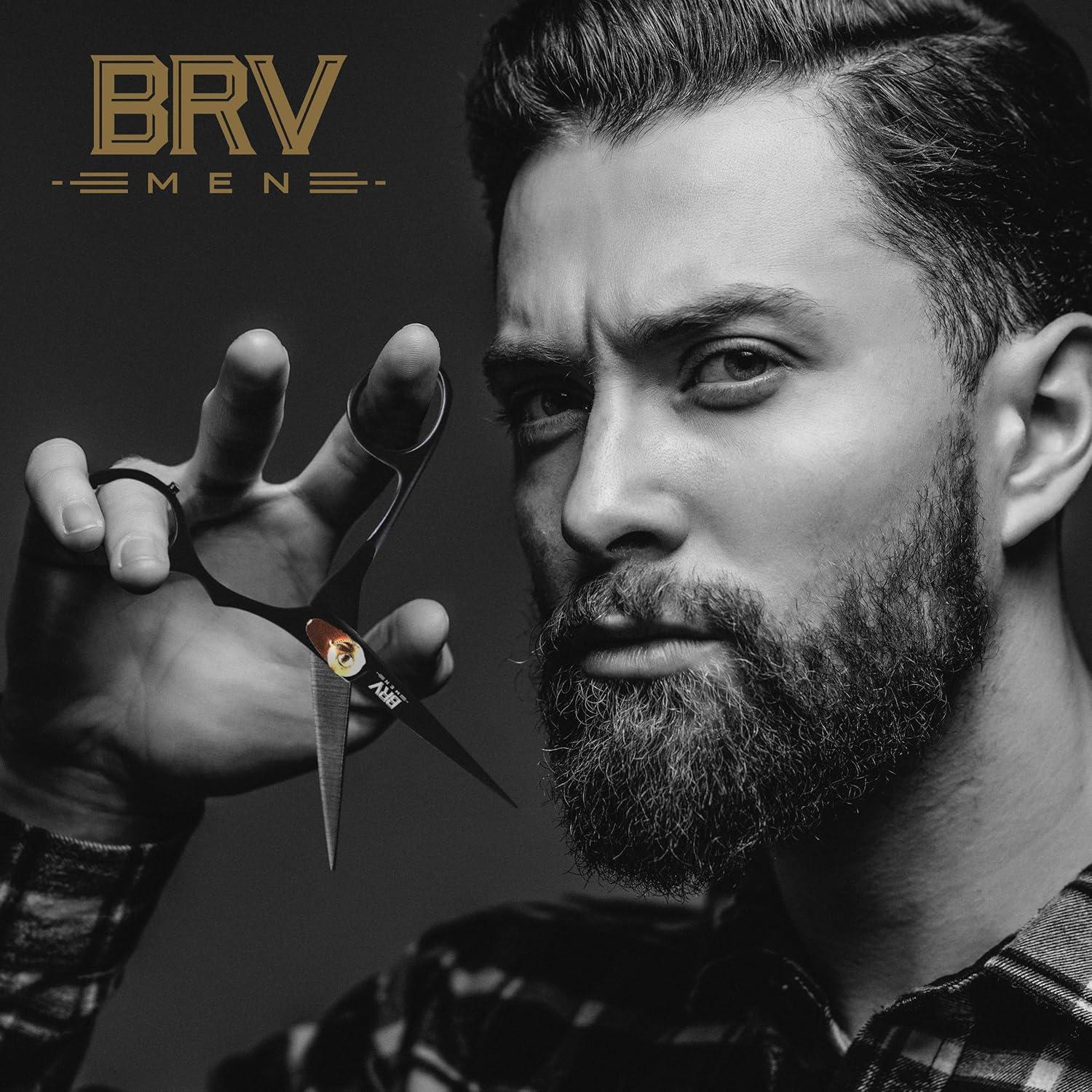 Tijeras Profesionales BRV MEN para Bigote y Barba - Negro