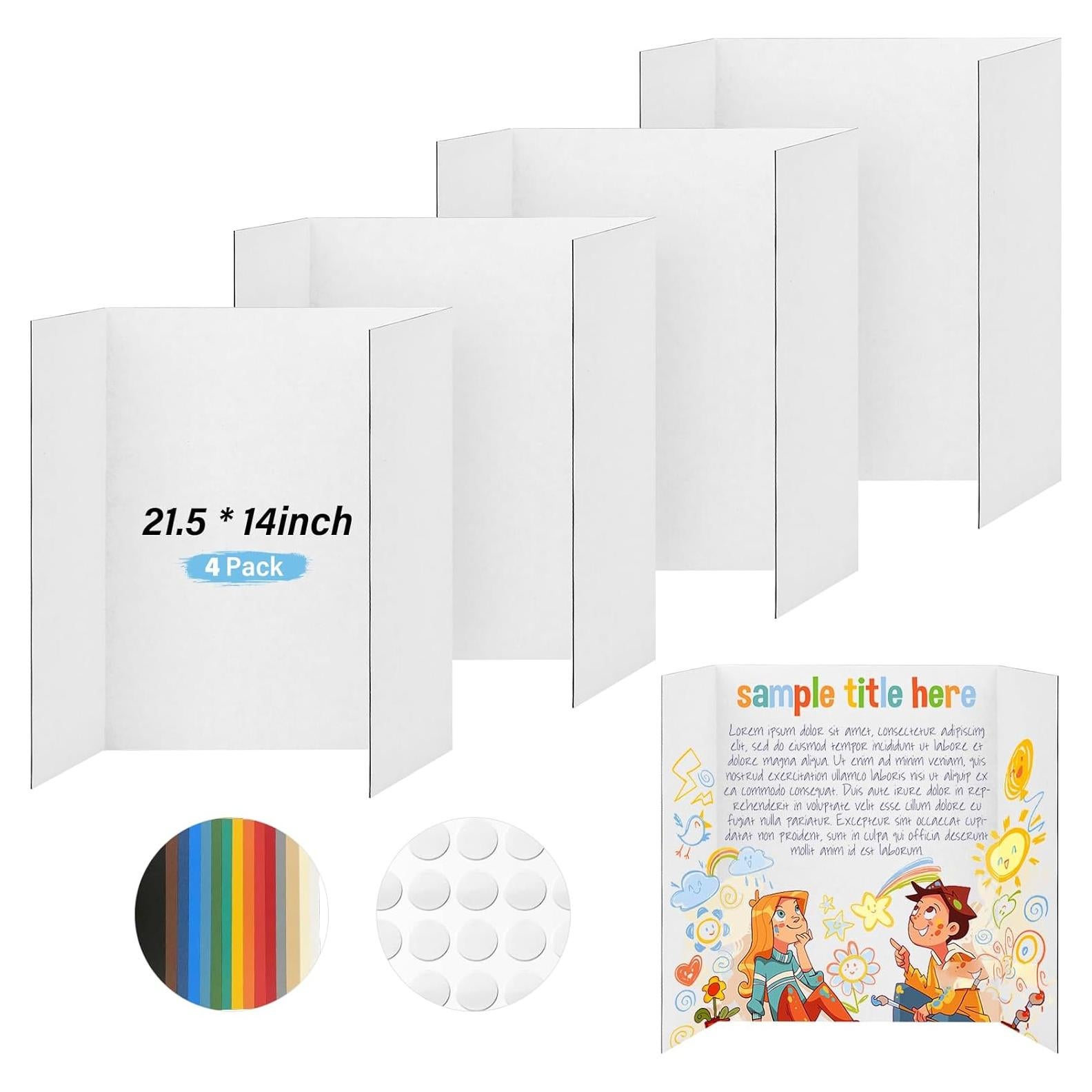 4 Tableros de Cartón Trifolio BXIHUR 54.6x35.6 cm con Accesorios