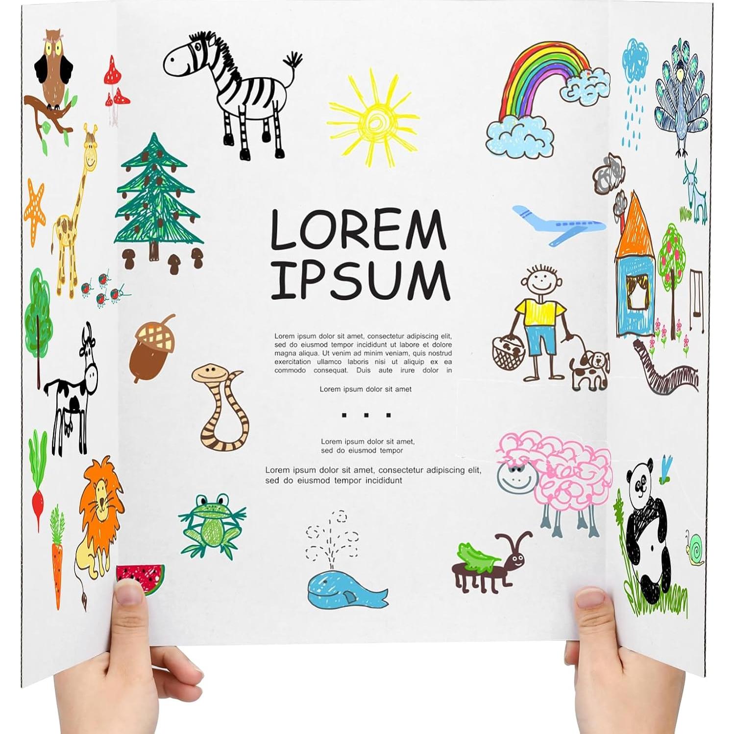 4 Tableros de Cartón Trifolio BXIHUR 54.6x35.6 cm con Accesorios