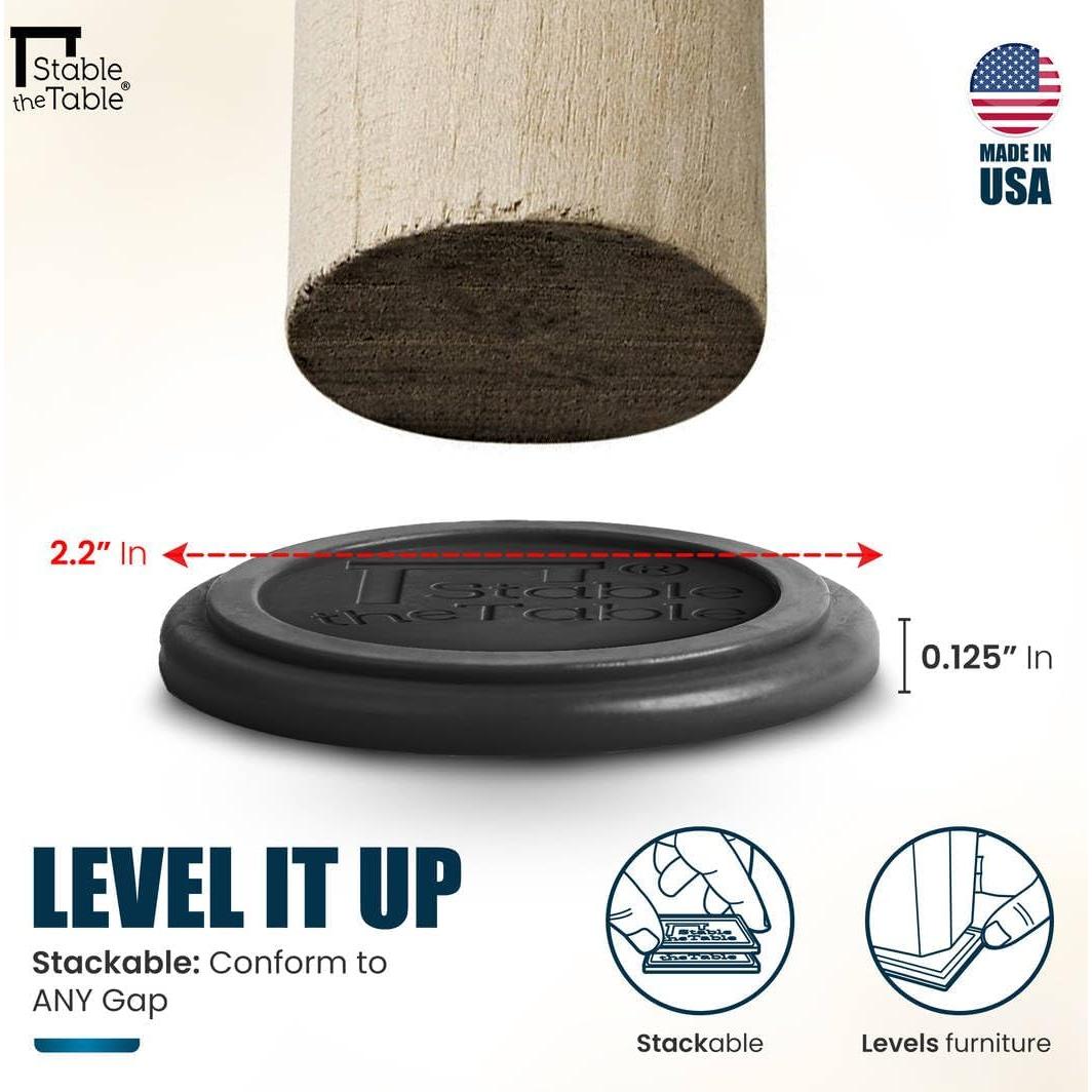 Estabilizador de Mesa Redondo Negro - Paquete de 6 - Antideslizante