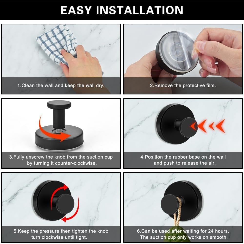 Ganchos de Ventosa MGahyi para Ducha y Baño - 2 Piezas Negro