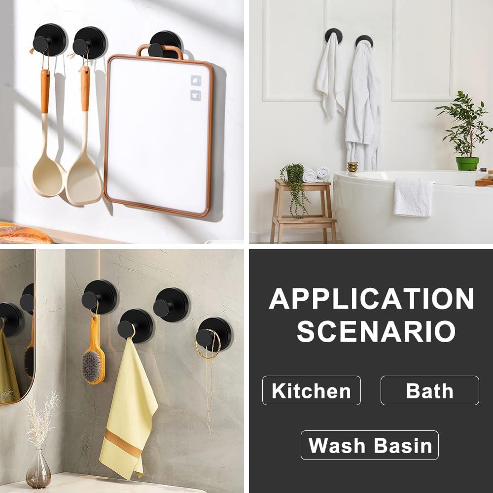 Ganchos de Ventosa MGahyi para Ducha y Baño - 2 Piezas Negro