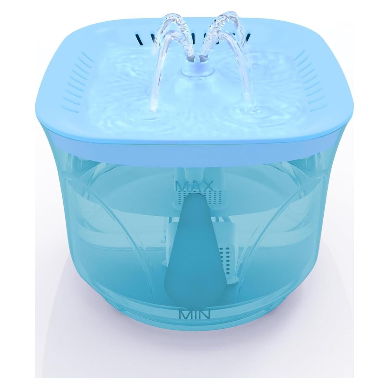 Fuente de Agua para Gatos BOODIDI 2.4L Ultra Silenciosa Azul