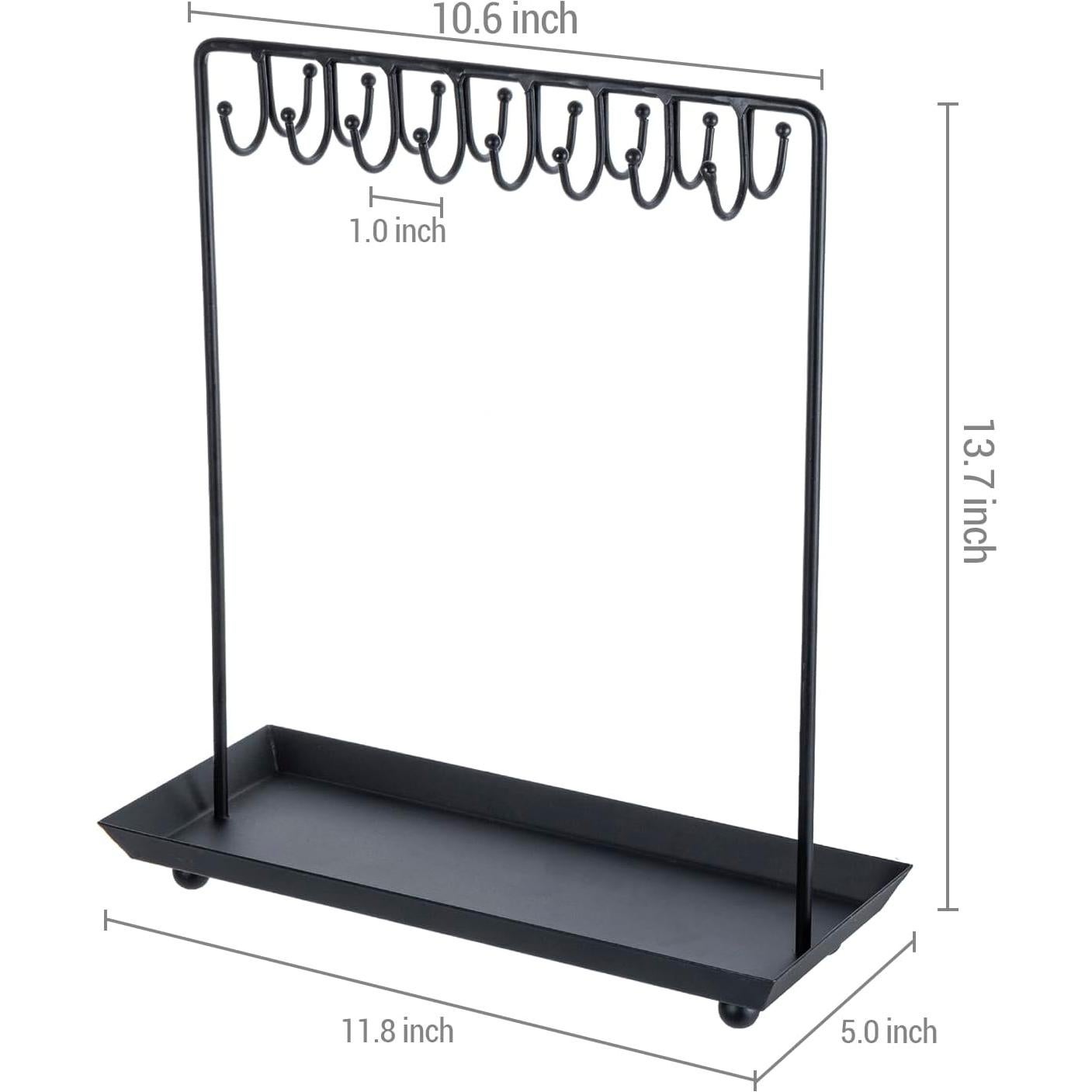 Soporte de Joyería MyGift Metal Negro 35.56 cm 20 Ganchos