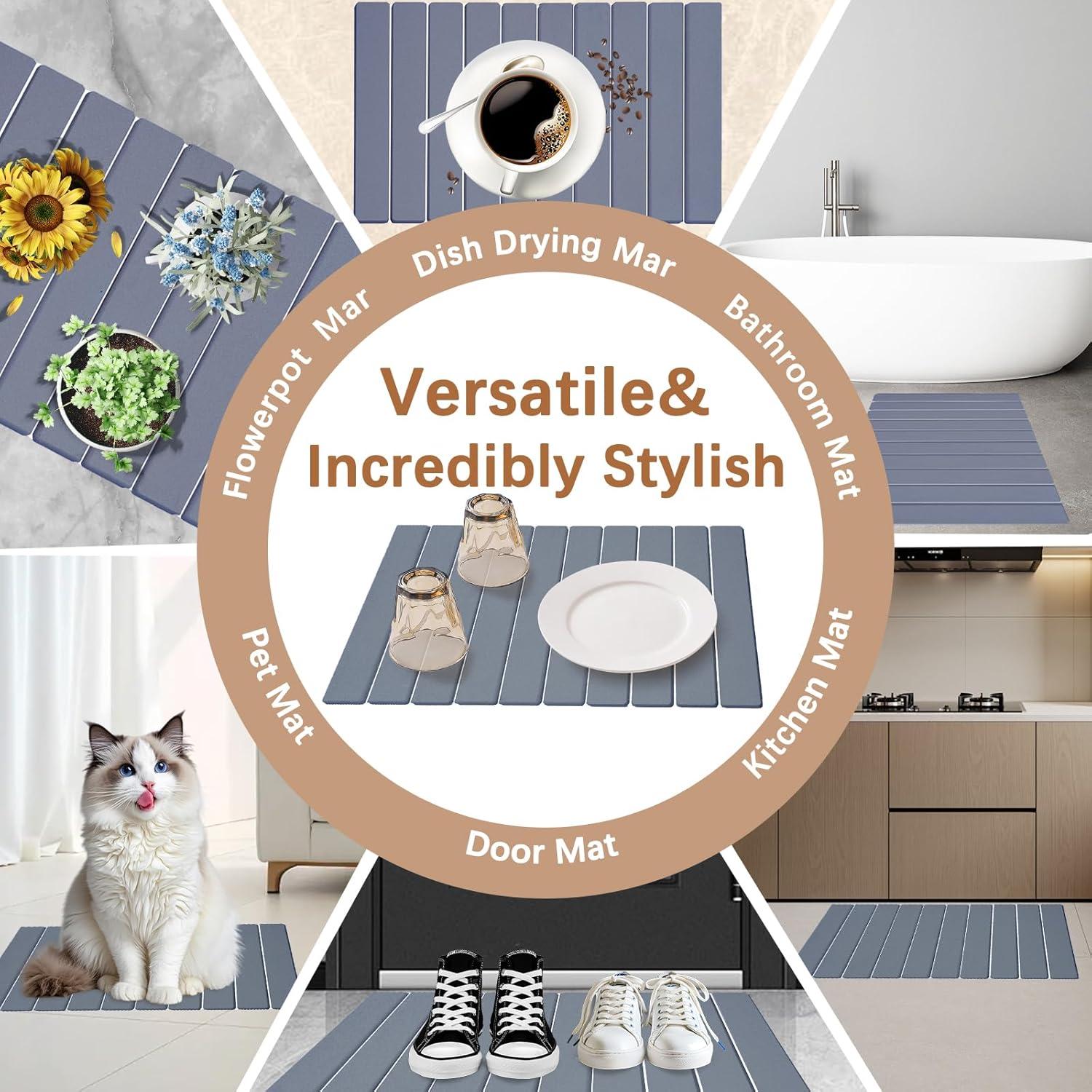 Alfombrilla de Secado de Piedra FYLOVRON 60x39cm Gris Absorbente