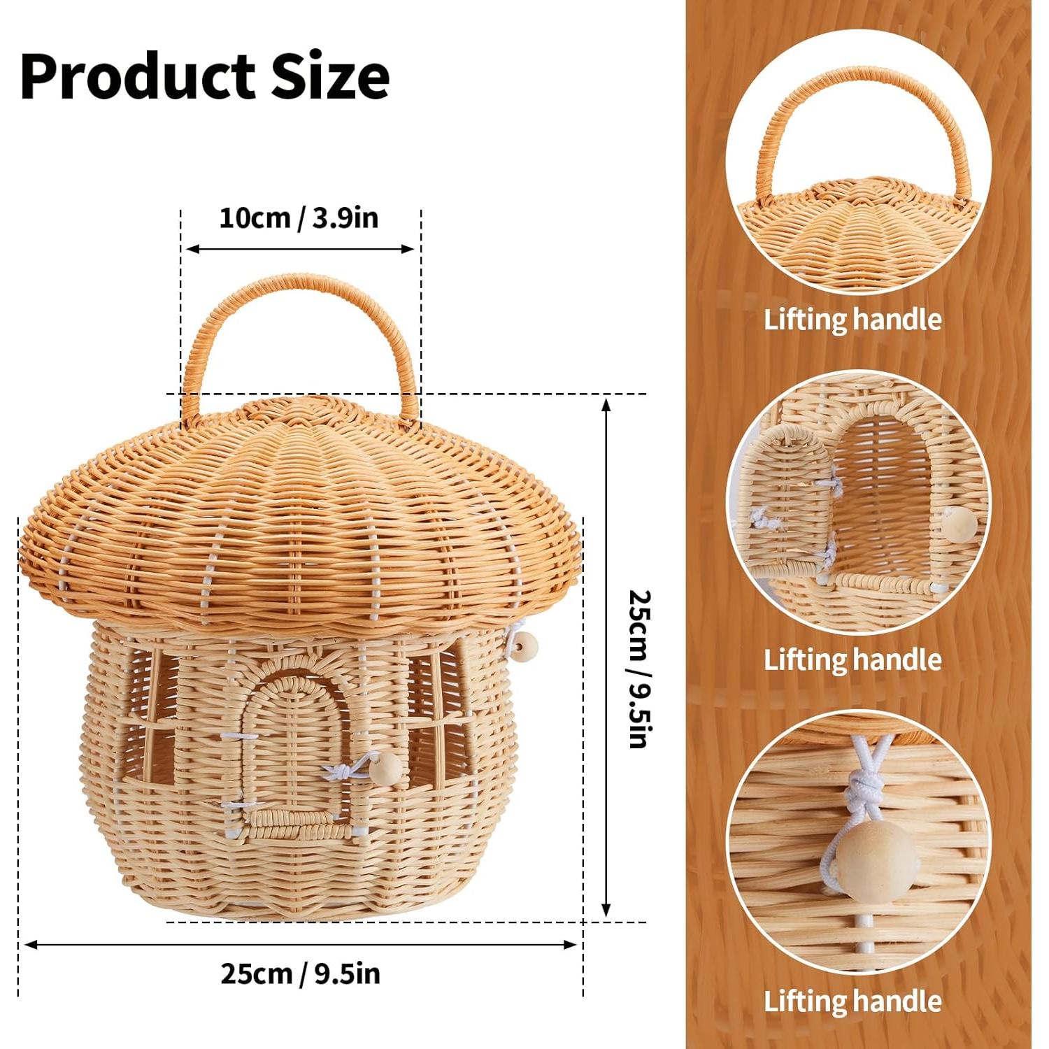 Cesta de Almacenamiento de Ratán Natural TENEBRALUX 24x24x28cm