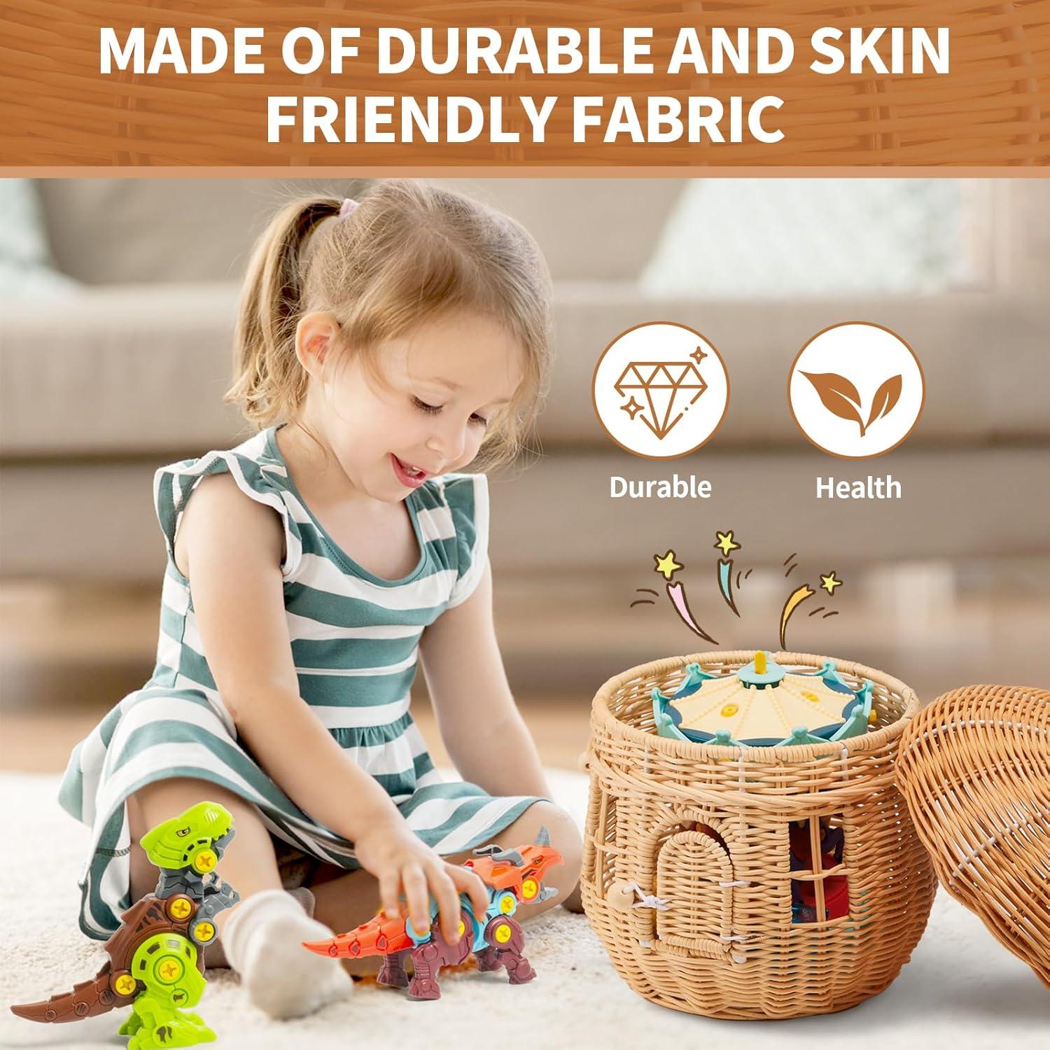 Cesta de Almacenamiento de Ratán Natural TENEBRALUX 24x24x28cm