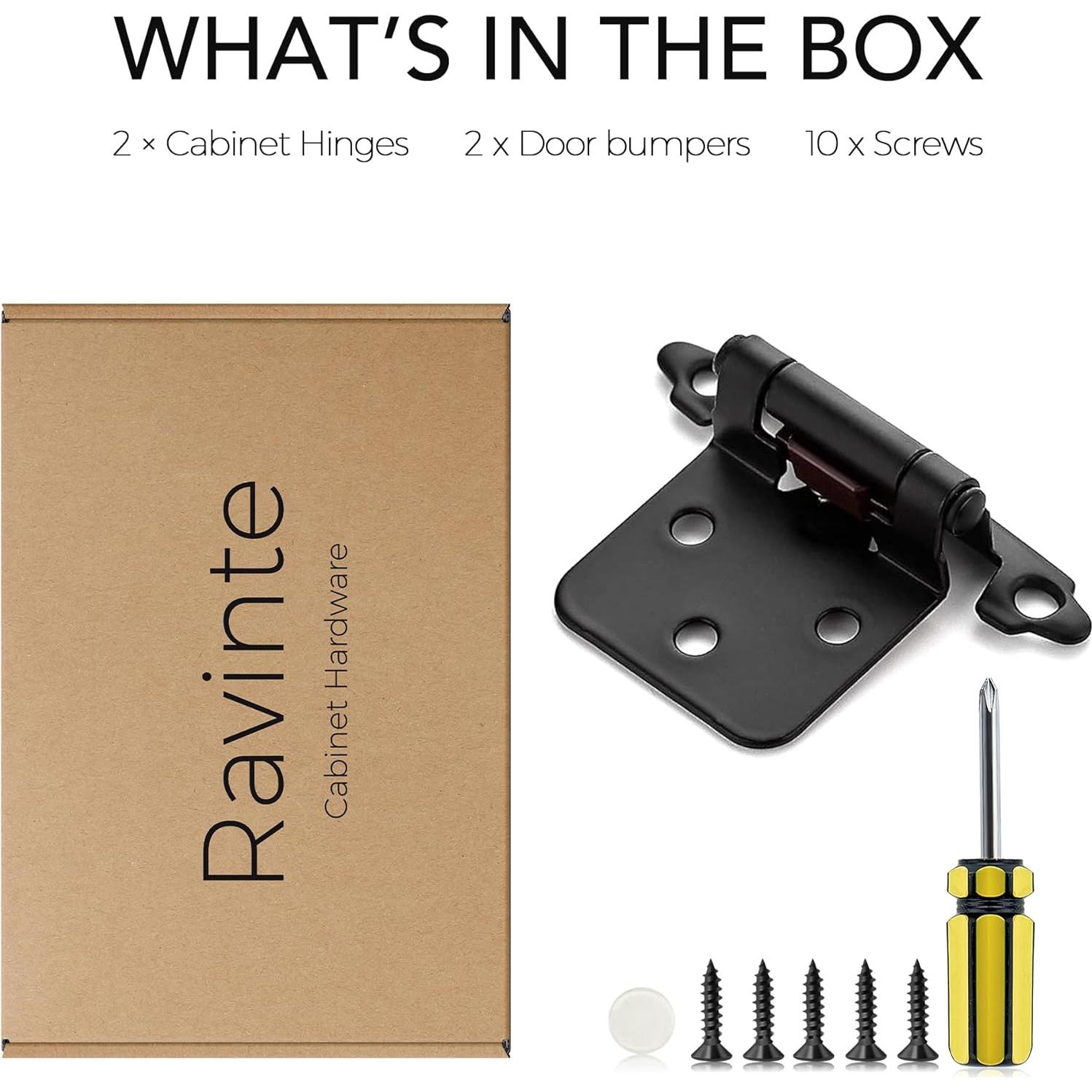 Bisagras de Puerta de Gabinete Ravinte 1/2" Negro Automáticas