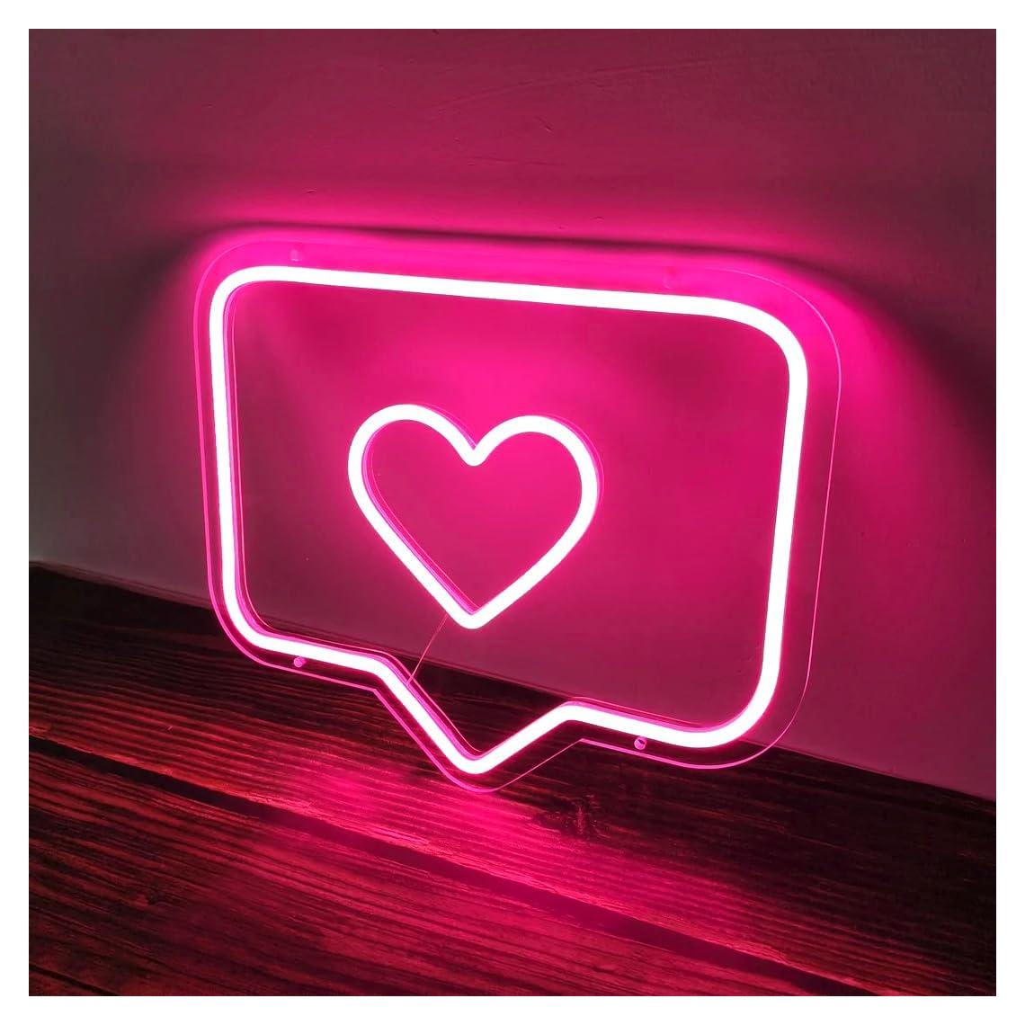 Luz de Neón Rosa Corazón LED YLSZZO 37x31 cm Decorativa