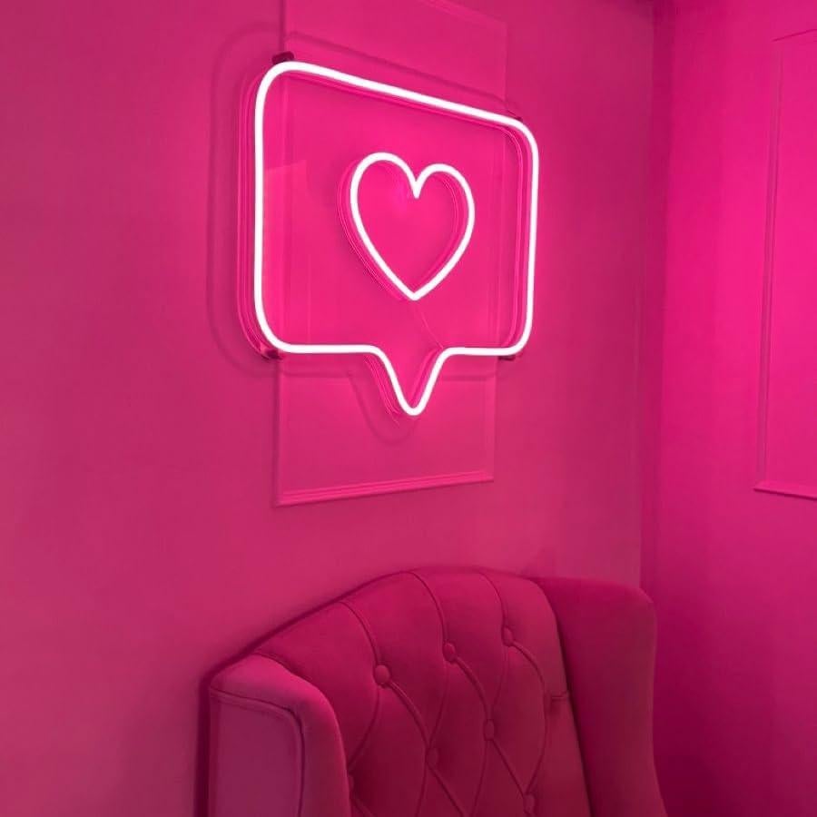 Luz de Neón Rosa Corazón LED YLSZZO 37x31 cm Decorativa