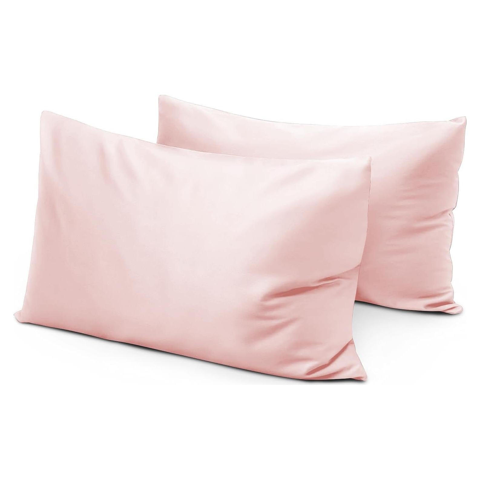 Funda de Almohada de Viaje Beddingstar Rosa Pálido 2 Piezas 600 Hilos