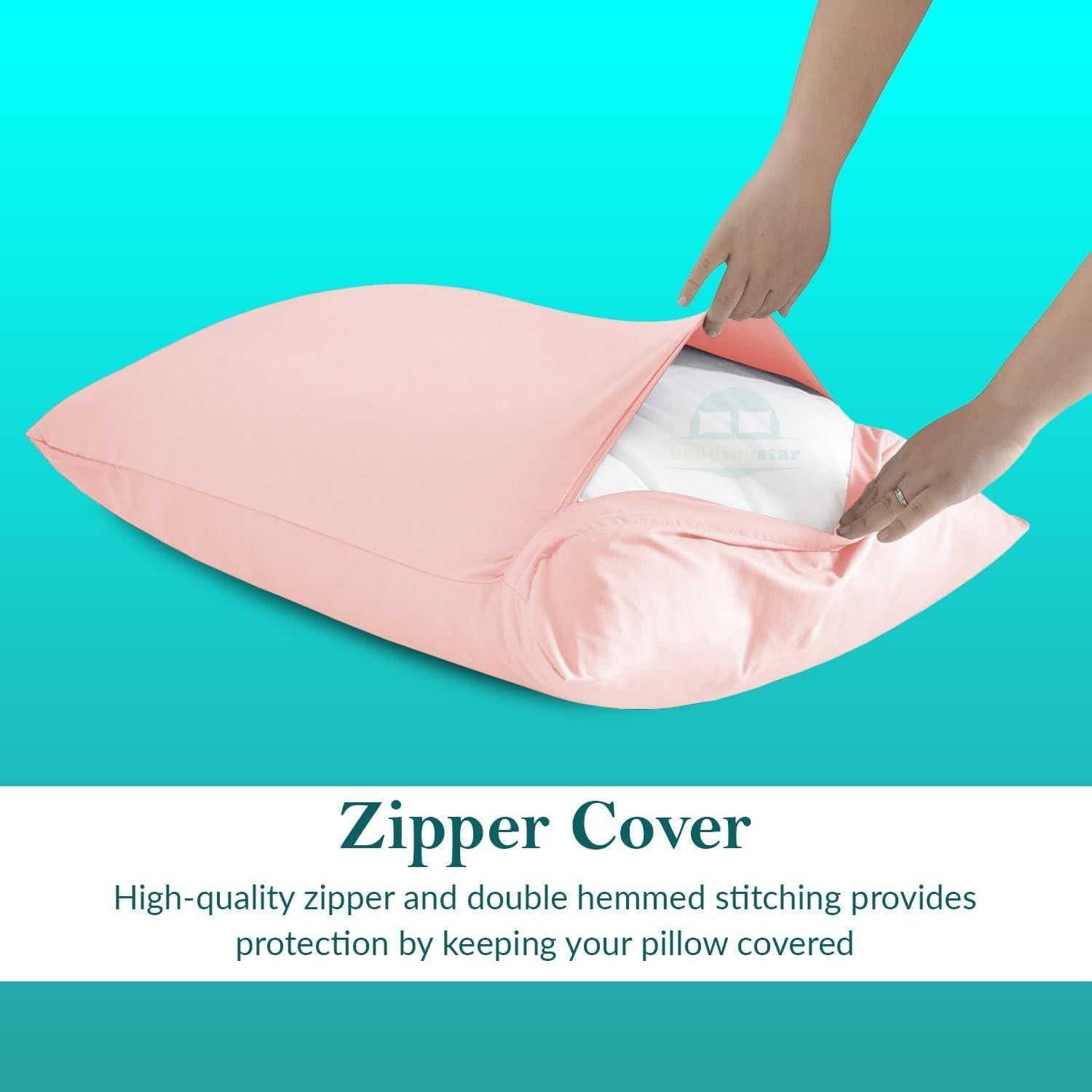 Funda de Almohada de Viaje Beddingstar Rosa Pálido 2 Piezas 600 Hilos