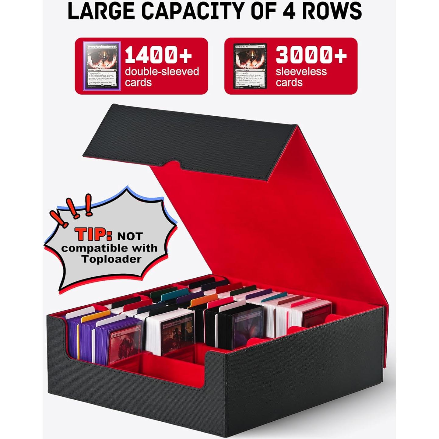 Caja de Almacenamiento de Cartas ZLCA 3000+ Cartas Negro/Rojo