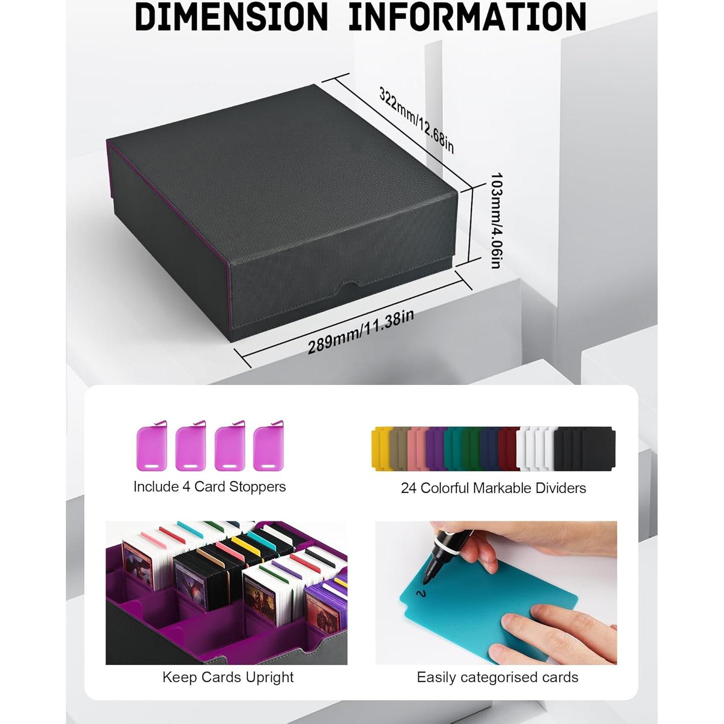 Caja de Almacenamiento de Cartas ZLCA 3000+ Cartas Negra/Púrpura