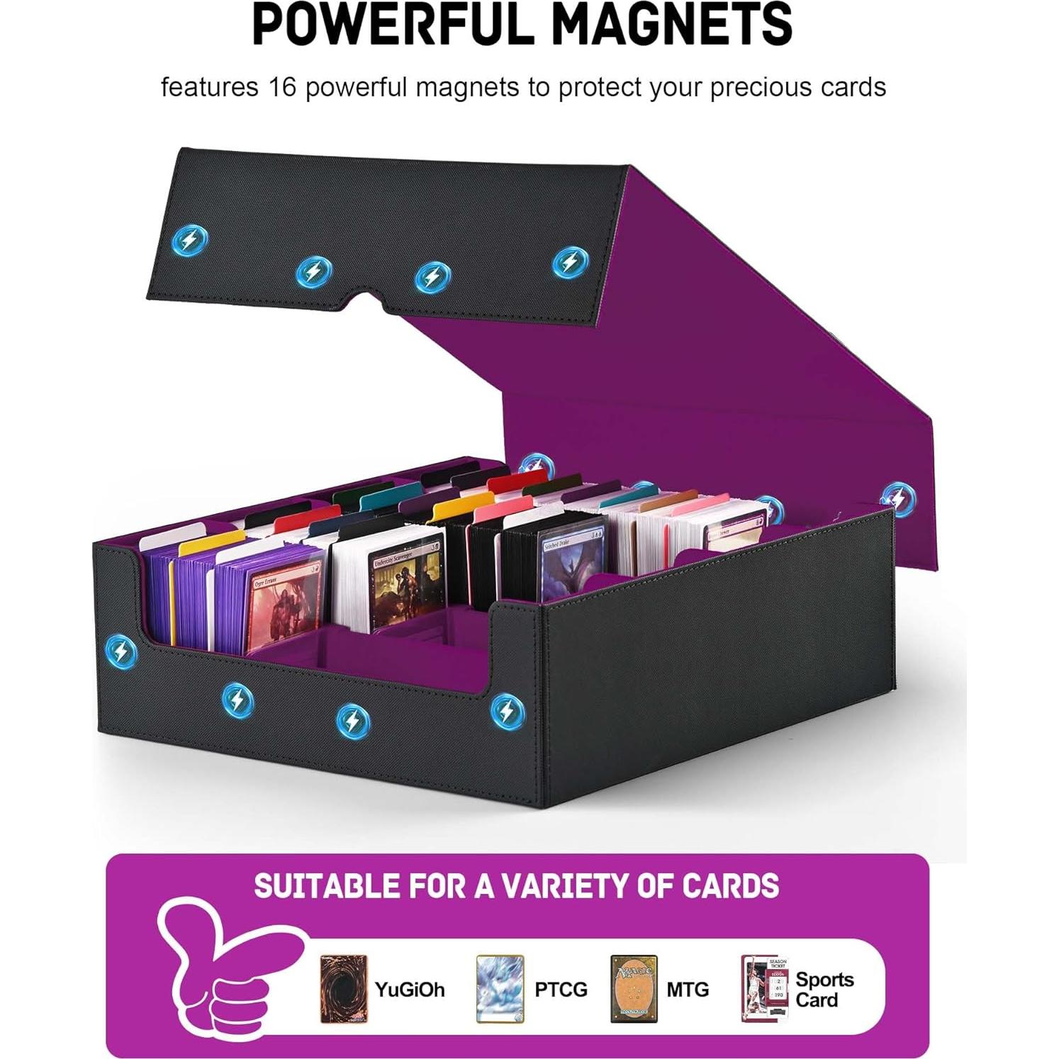 Caja de Almacenamiento de Cartas ZLCA 3000+ Cartas Negra/Púrpura