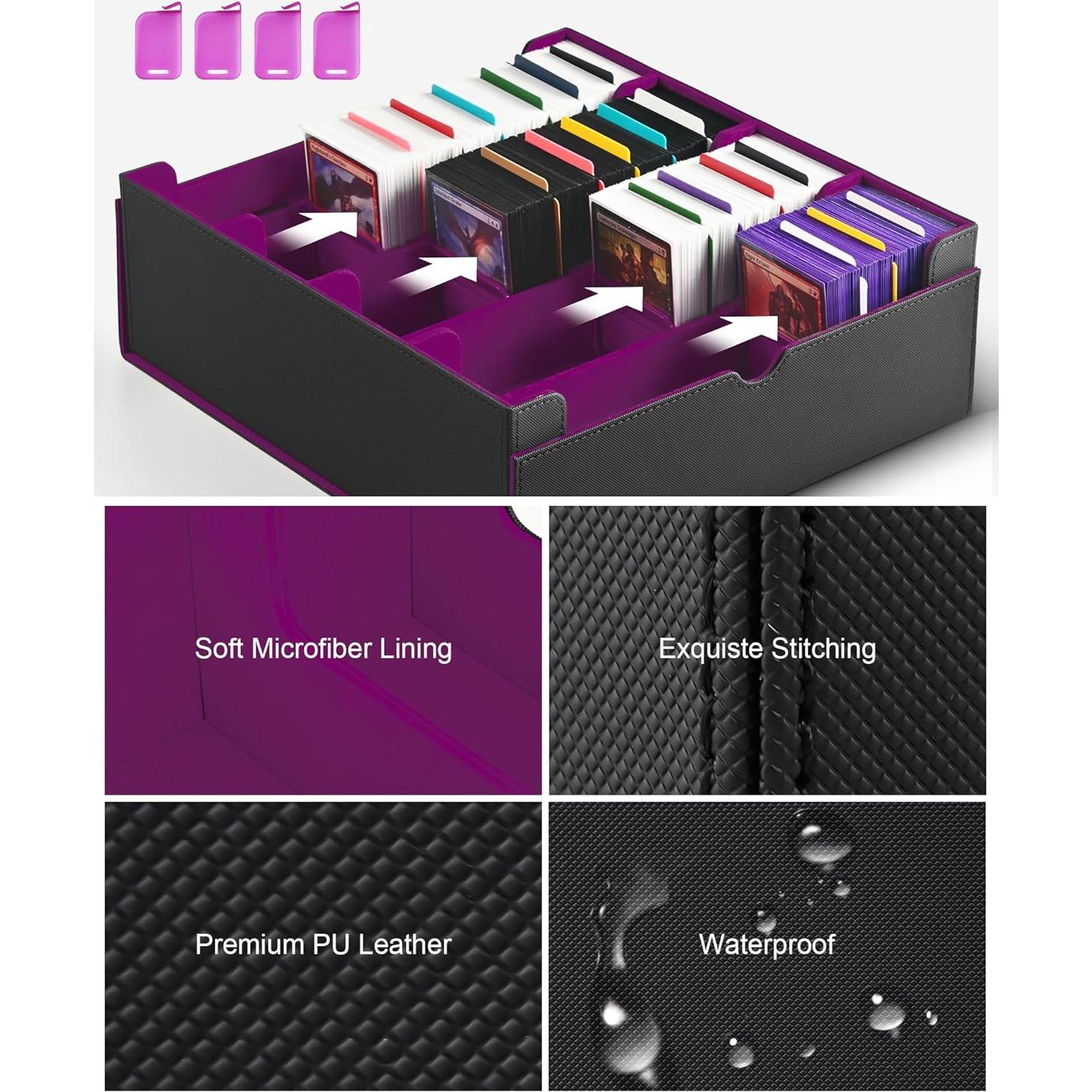 Caja de Almacenamiento de Cartas ZLCA 3000+ Cartas Negra/Púrpura