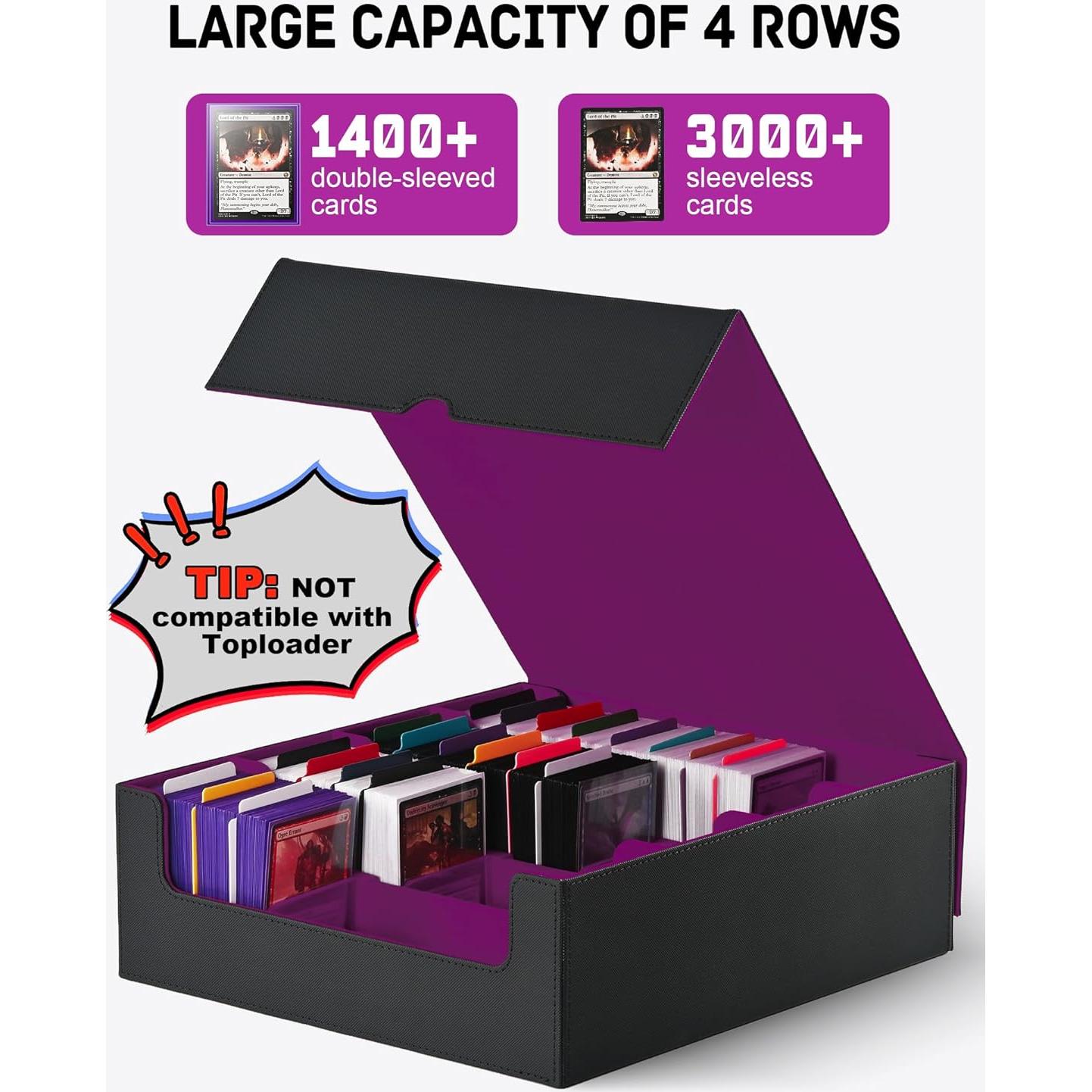 Caja de Almacenamiento de Cartas ZLCA 3000+ Cartas Negra/Púrpura