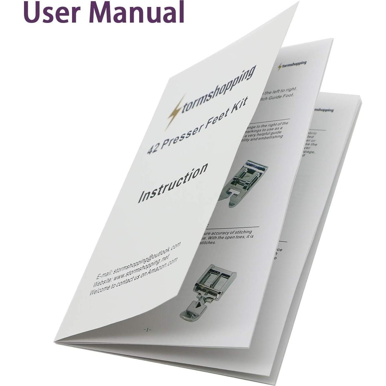 Professional Domestic 42 PCS Sewing Machine Sewing Foot Presser Foot Set with Manual for Brother, Singer, Babylock, Janome, Elna, Toyota, New Home, Simplicity and Kenmore Low Shank Sewing Machines