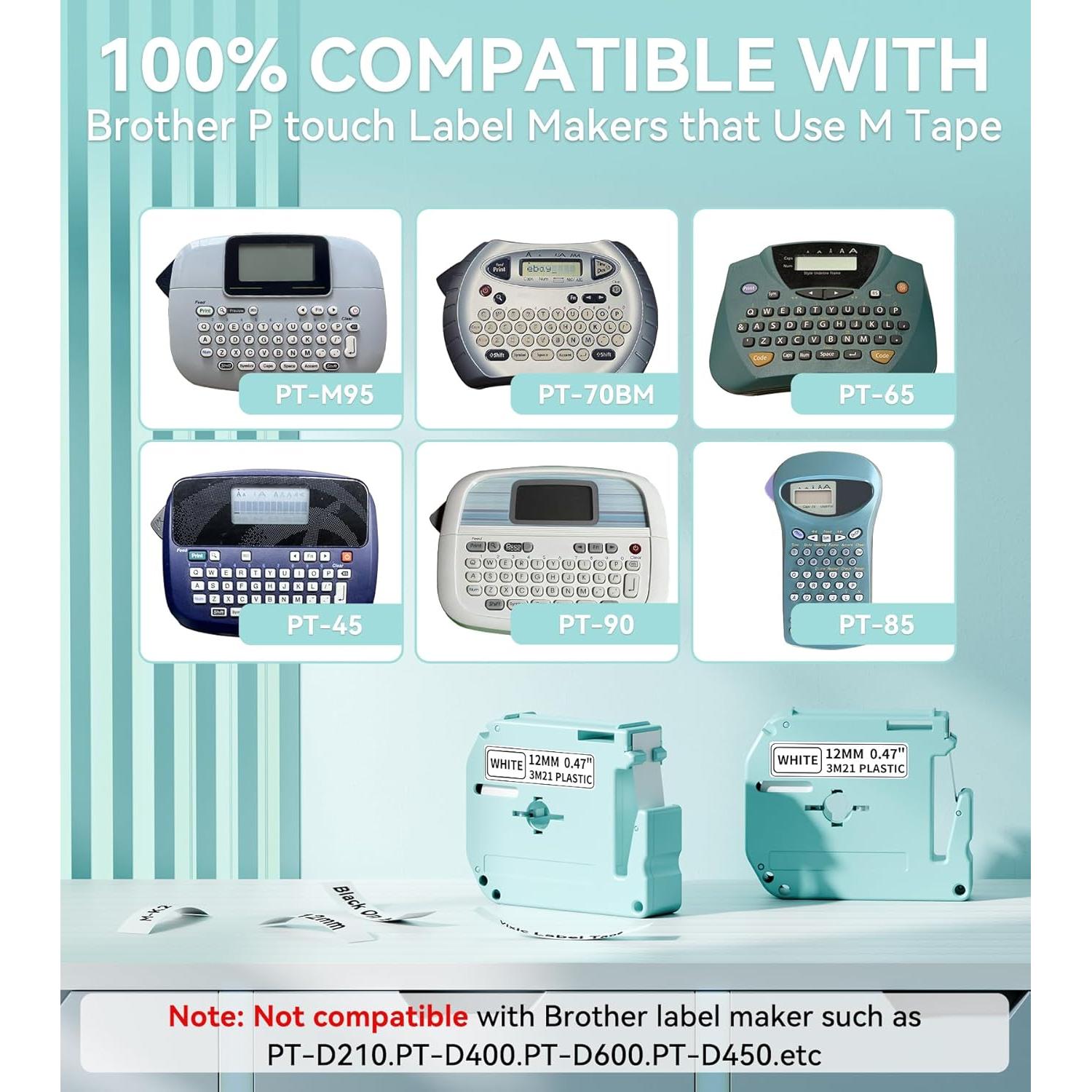 Cinta de Etiqueta Vixic M-K231 Compatible 12mm 2 Unidades