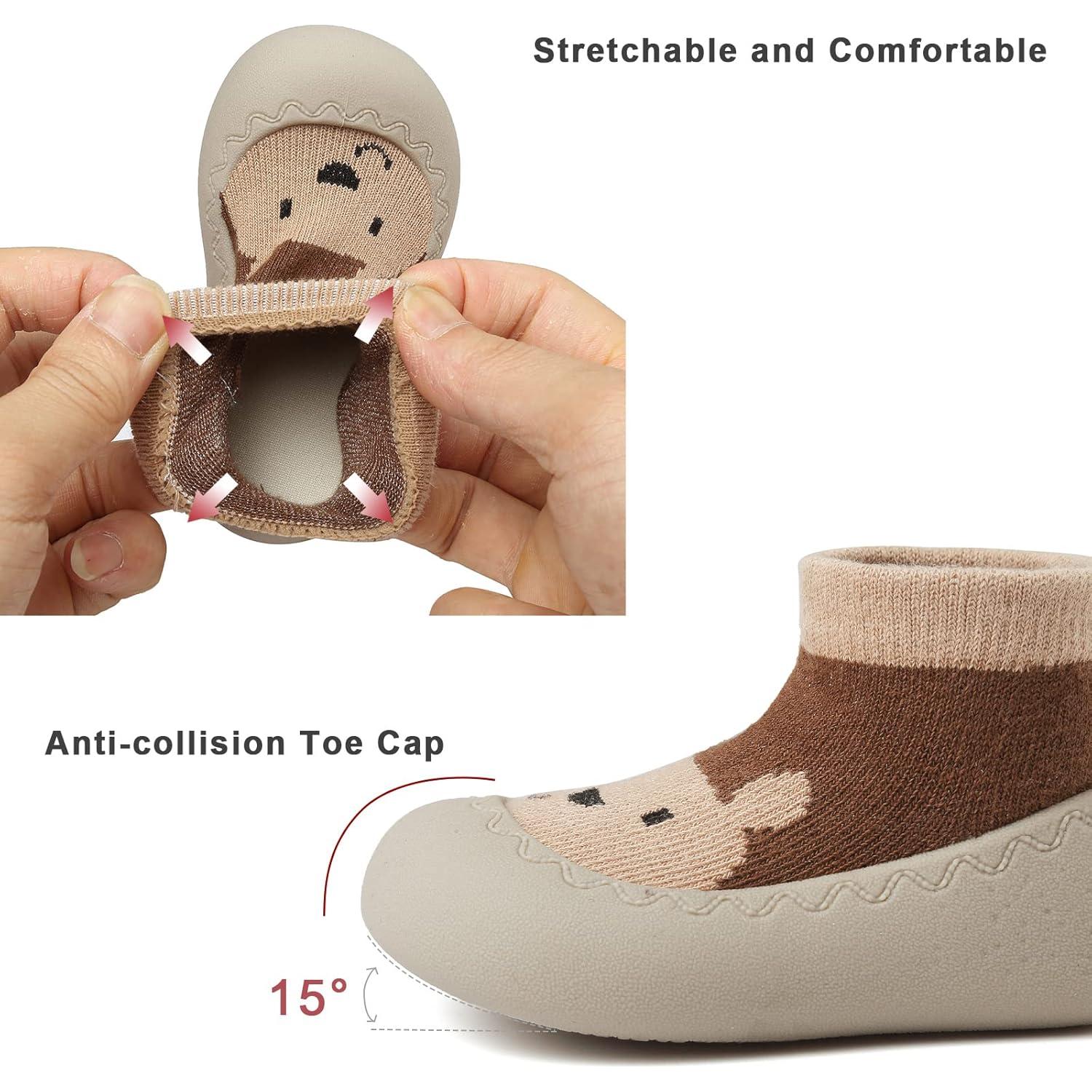 Zapatos de calcetín para bebés Oso Marrón 6-9 meses antideslizantes