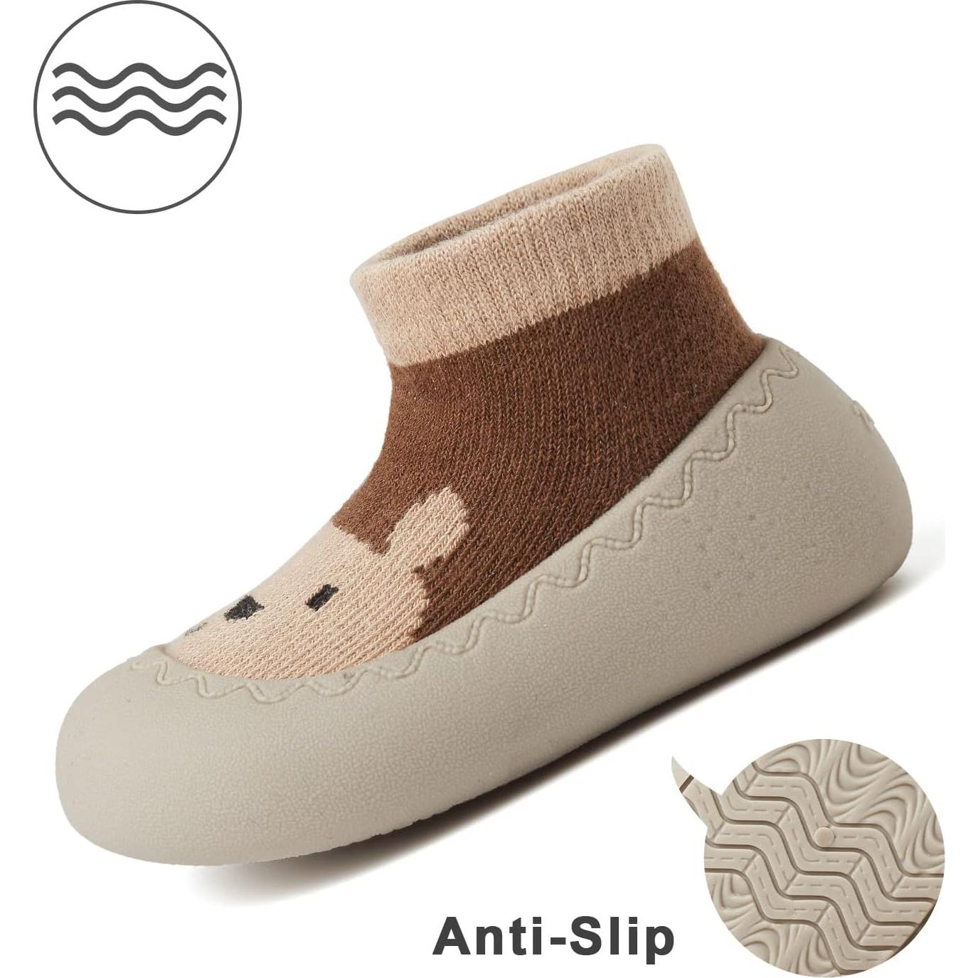 Zapatos de calcetín para bebés Oso Marrón 6-9 meses antideslizantes