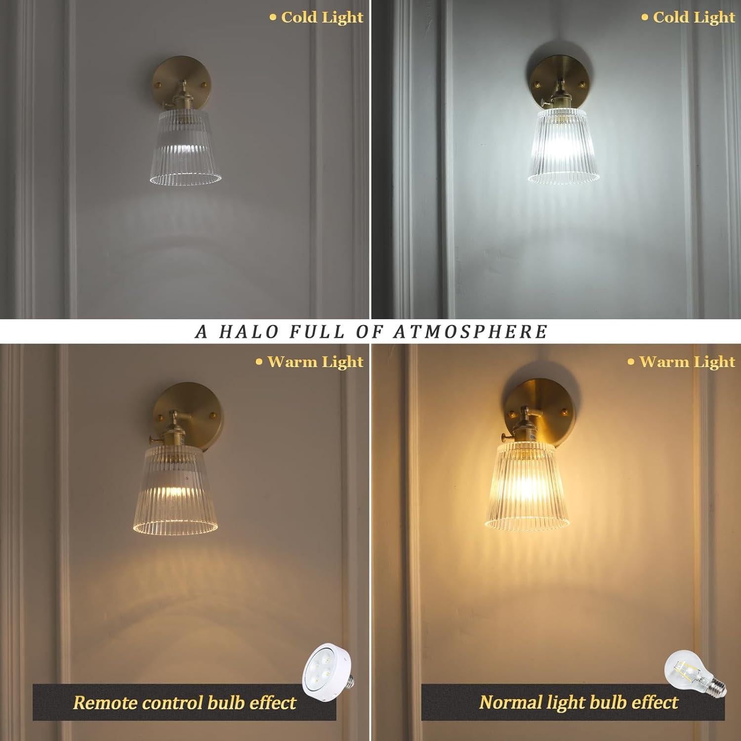 Aplique de Pared Vintage Shenmoyl con Pantalla de Vidrio 180°