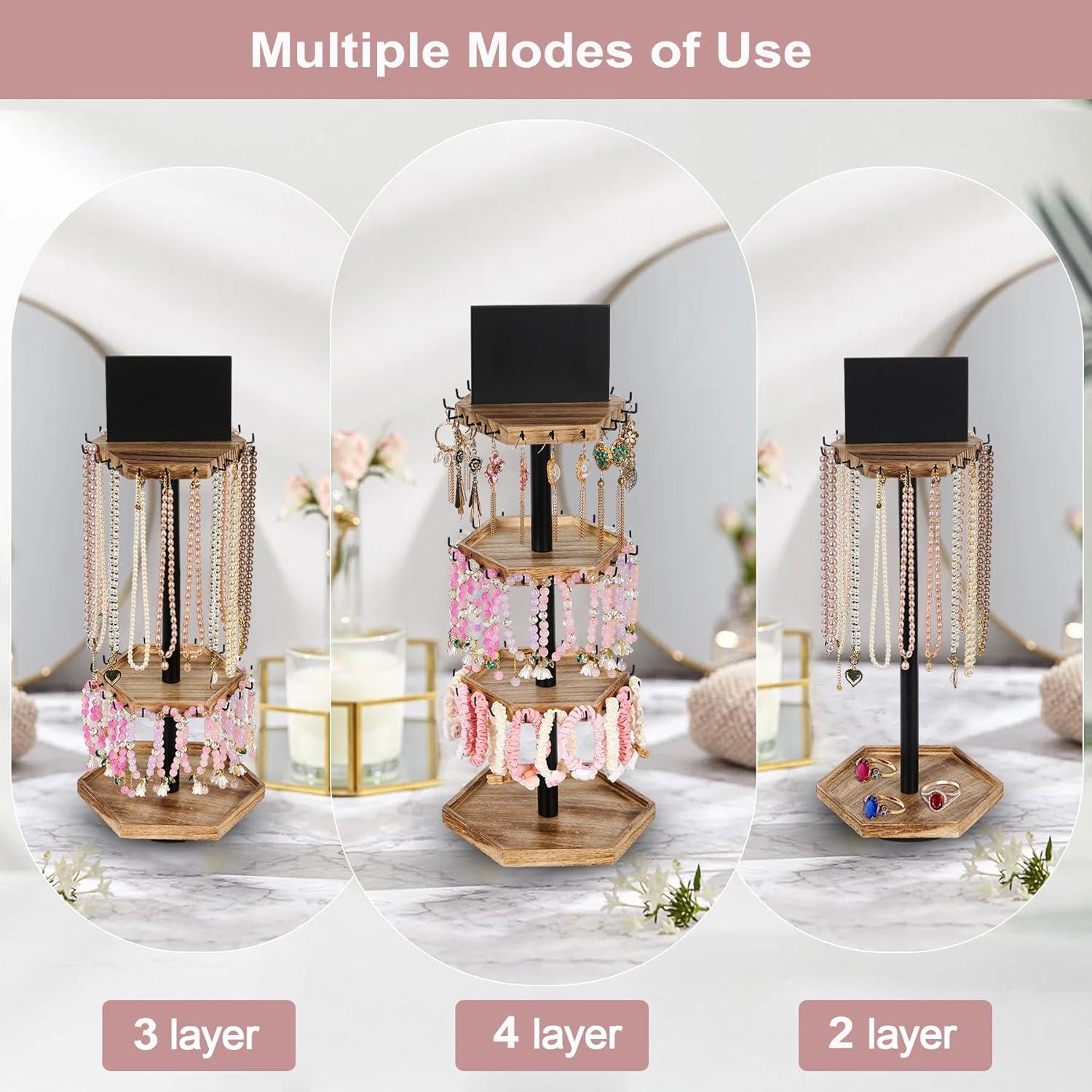 Soporte giratorio para pulseras QILICHZ de madera hexagonal