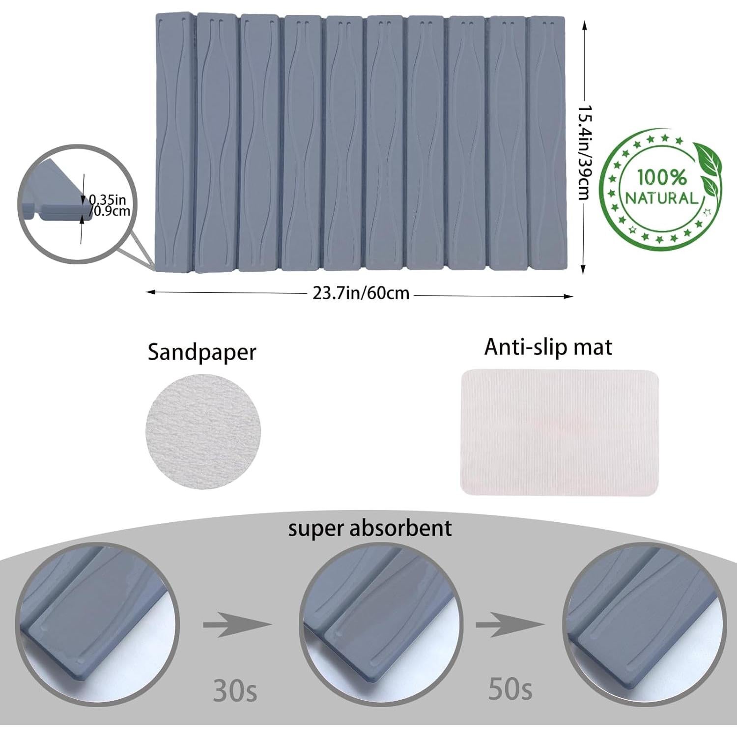 Alfombrilla de Secado de Cocina QualsValor 60x39 cm Gris