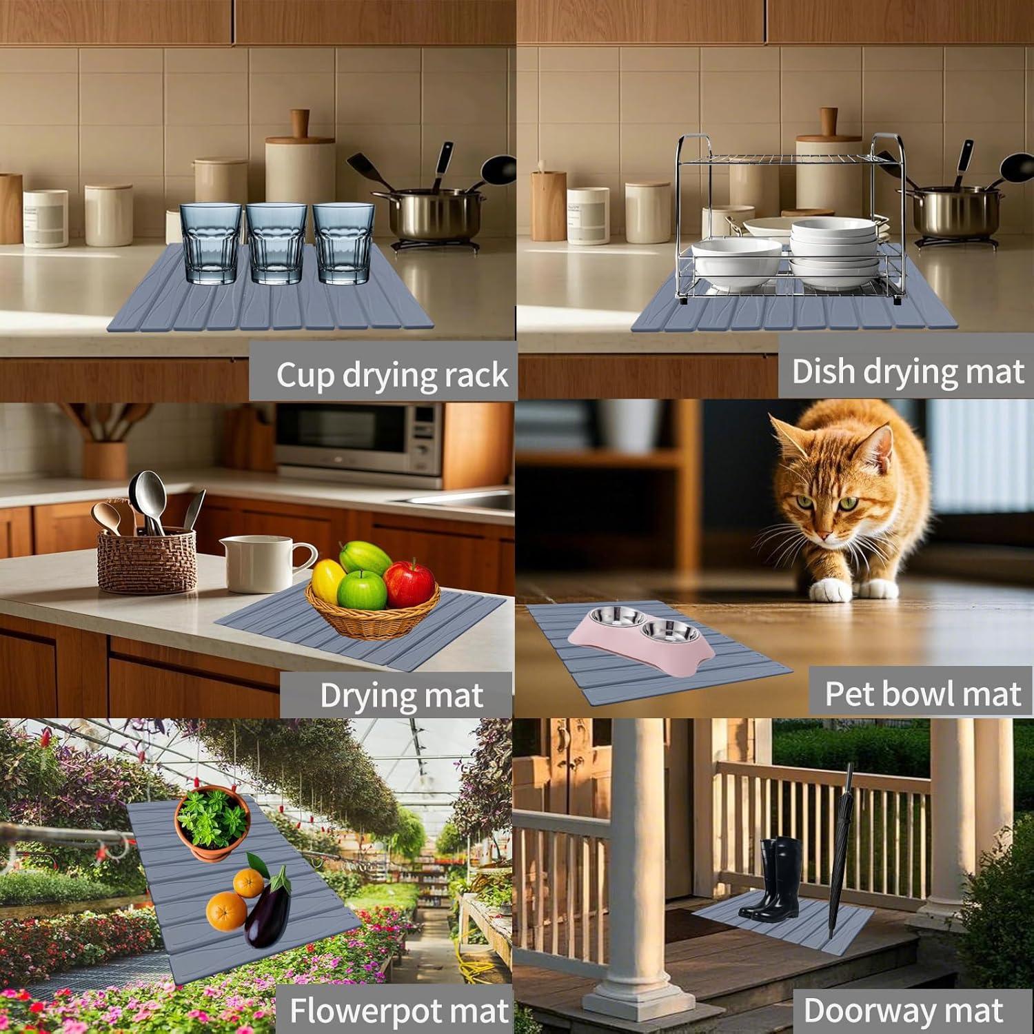 Alfombrilla de Secado de Cocina QualsValor 60x39 cm Gris