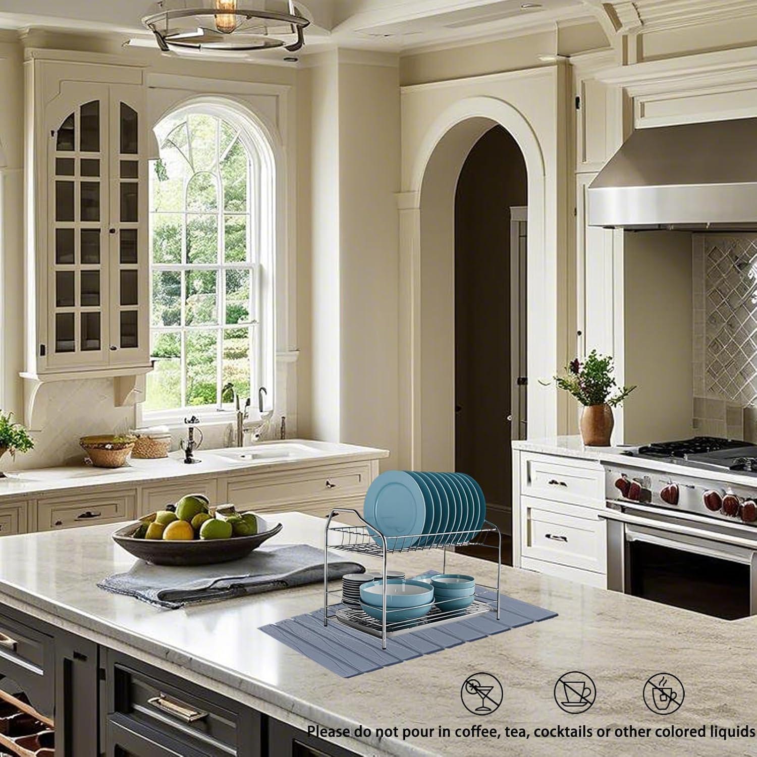 Alfombrilla de Secado de Cocina QualsValor 60x39 cm Gris