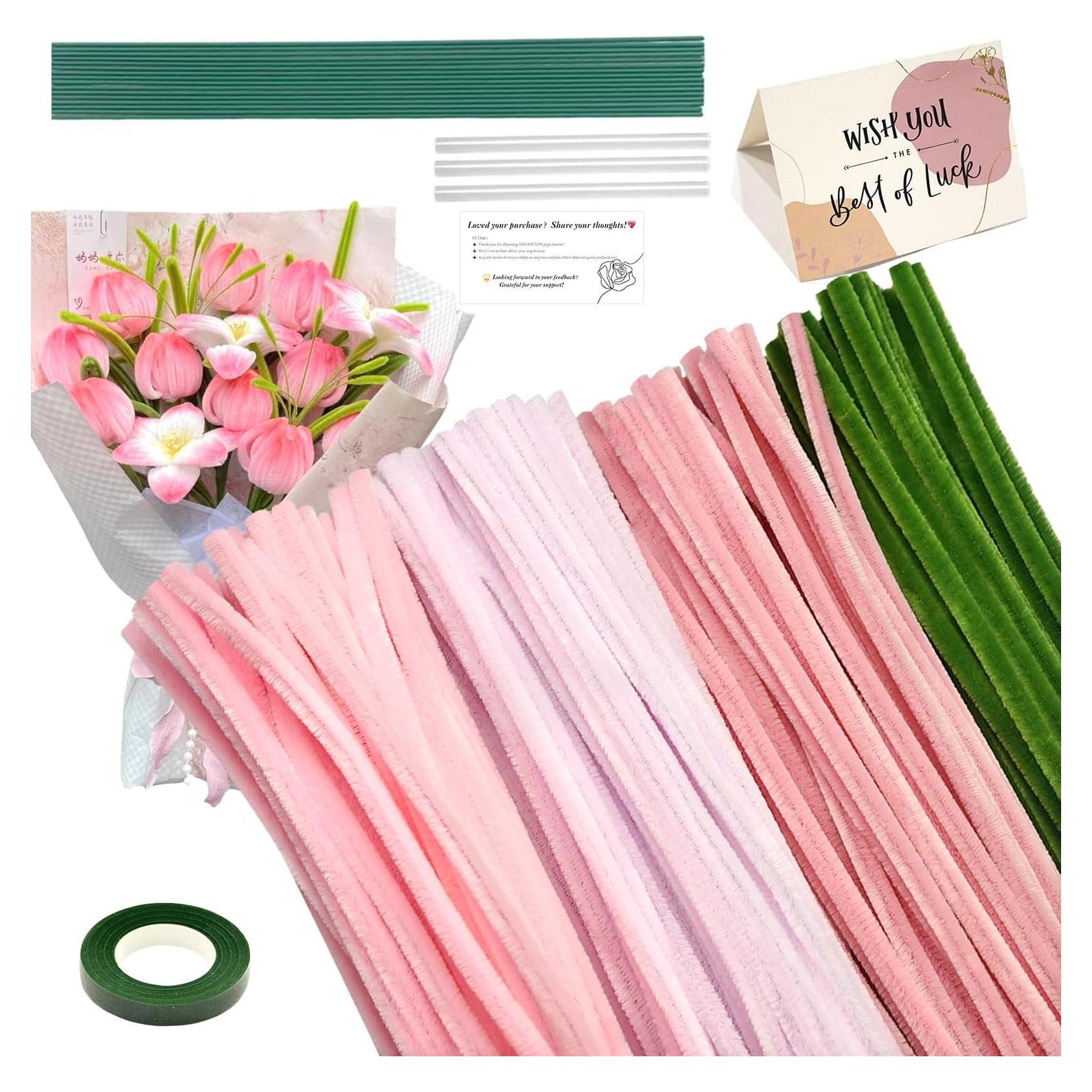 Conjunto de 216 Limpiapipas Rosa AHAMETON para Manualidades