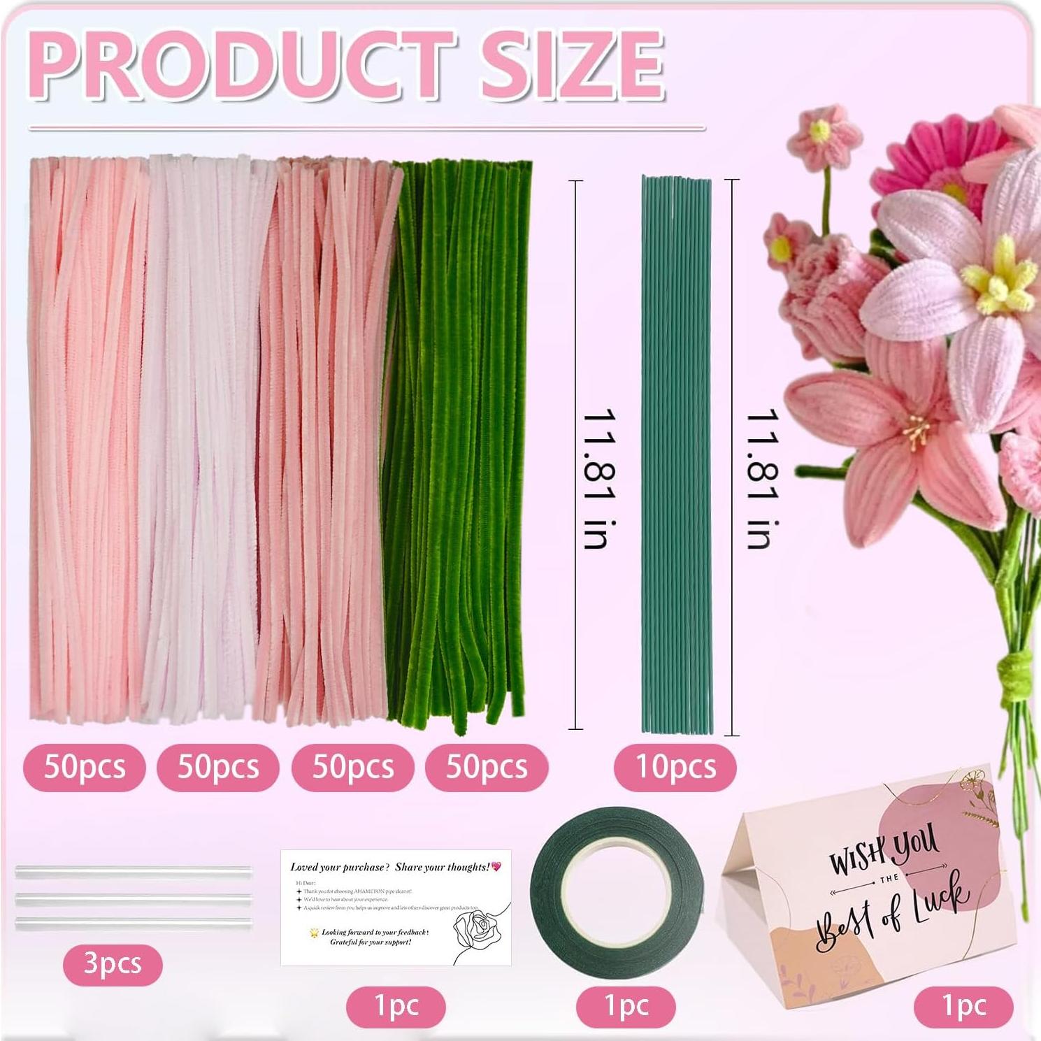 Conjunto de 216 Limpiapipas Rosa AHAMETON para Manualidades