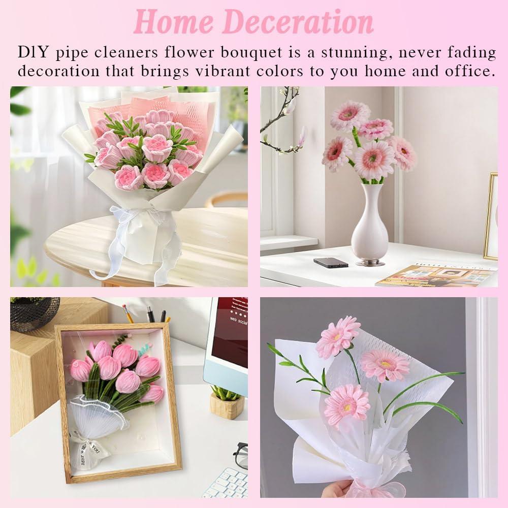 Conjunto de 216 Limpiapipas Rosa AHAMETON para Manualidades