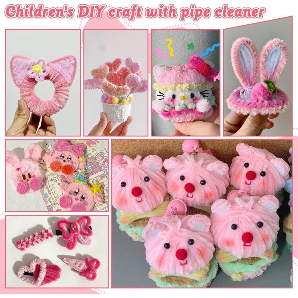 Conjunto de 216 Limpiapipas Rosa AHAMETON para Manualidades