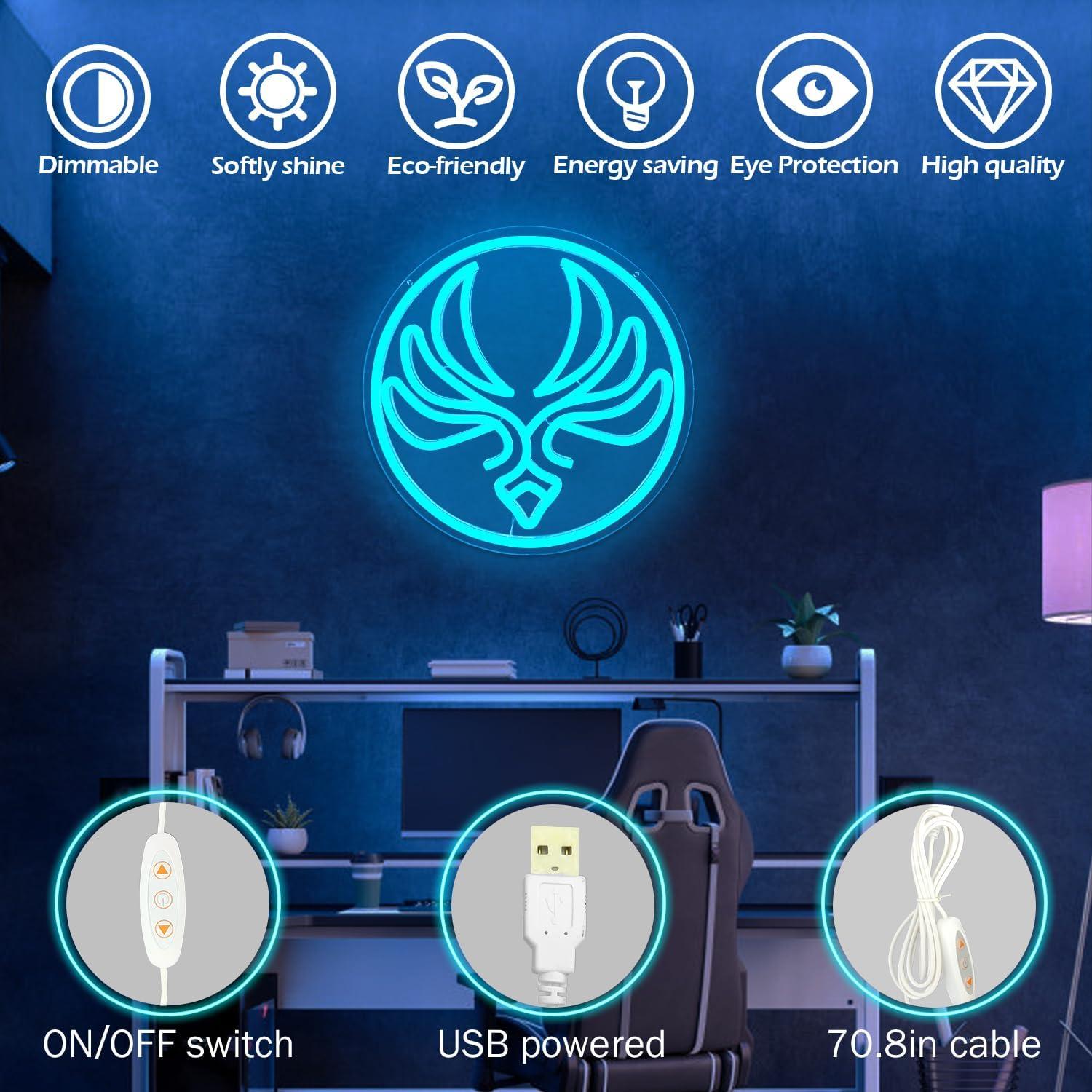 Cartel de Neón Ajoyferris Dimmable para Sala de Juegos Azul