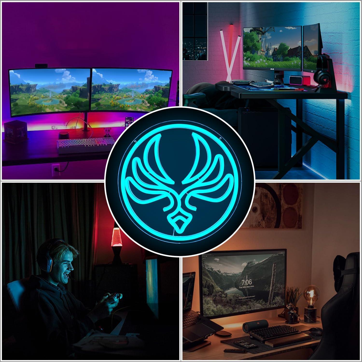 Cartel de Neón Ajoyferris Dimmable para Sala de Juegos Azul