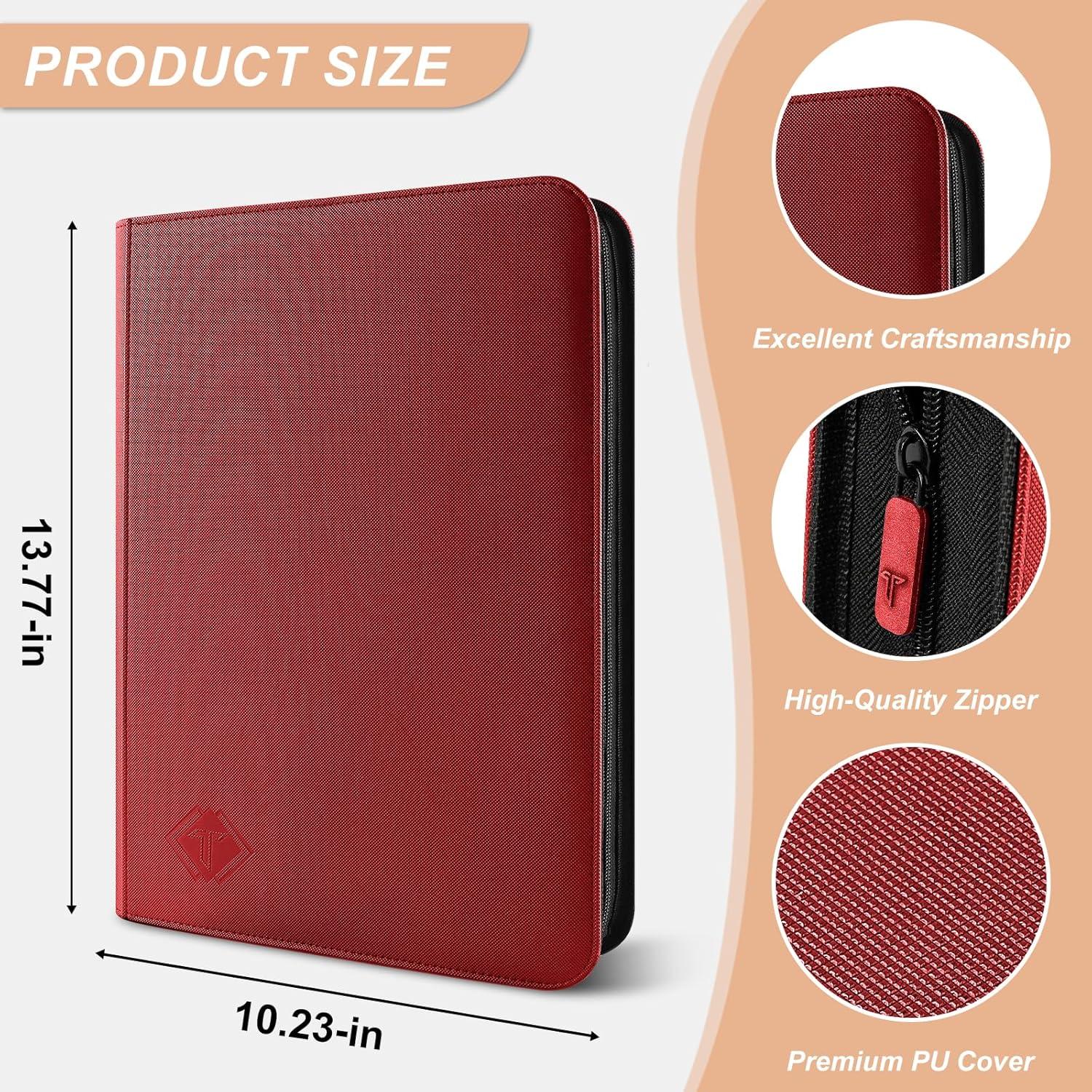 Carpeta de Cartas TiopLior 9 Bolsillos Rojo 432 Espacios