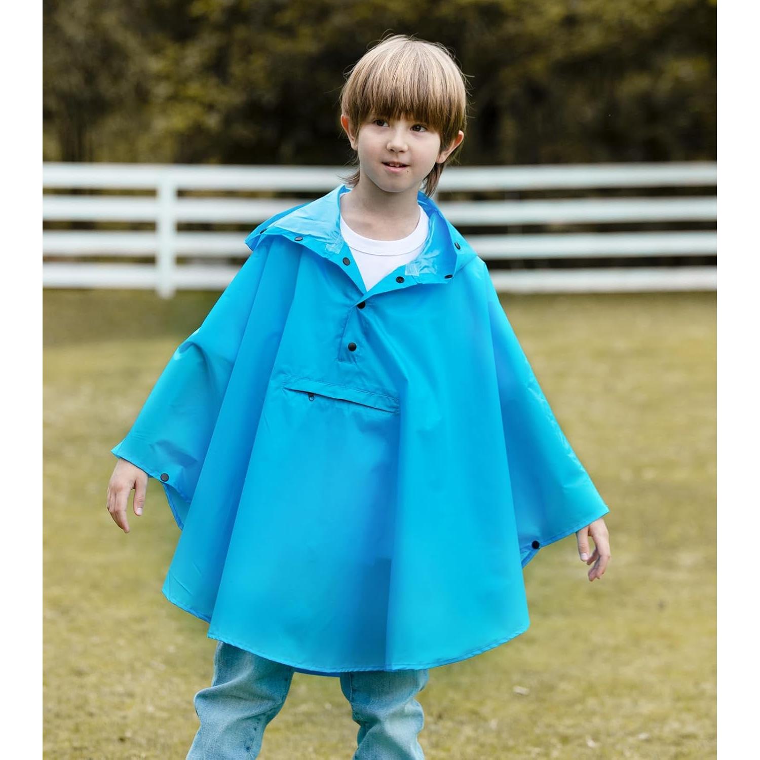 Poncho de Lluvia Impermeable para Niños SaphiRose 3-5T Azul