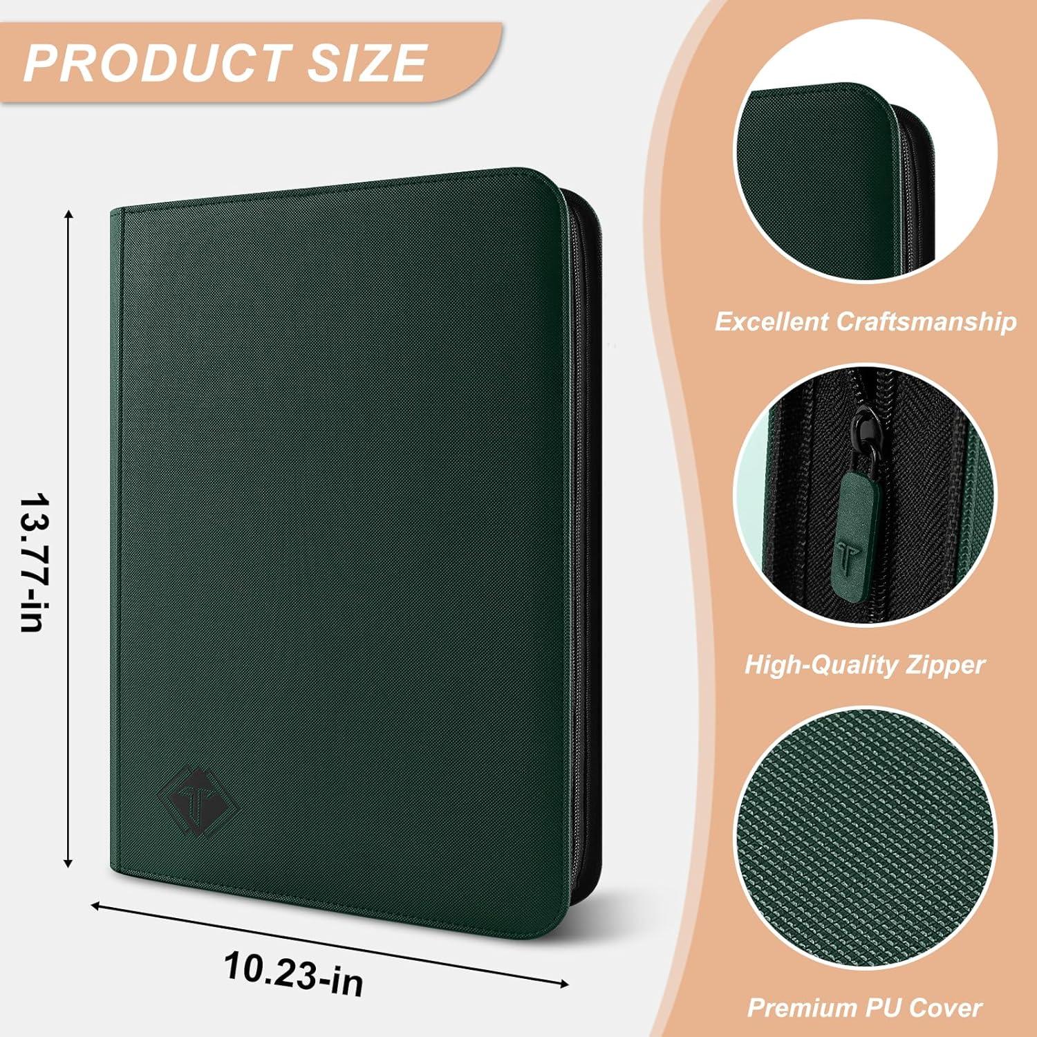 Carpeta de Cartas TiopLior 9 Bolsillos Verde 432 Espacios