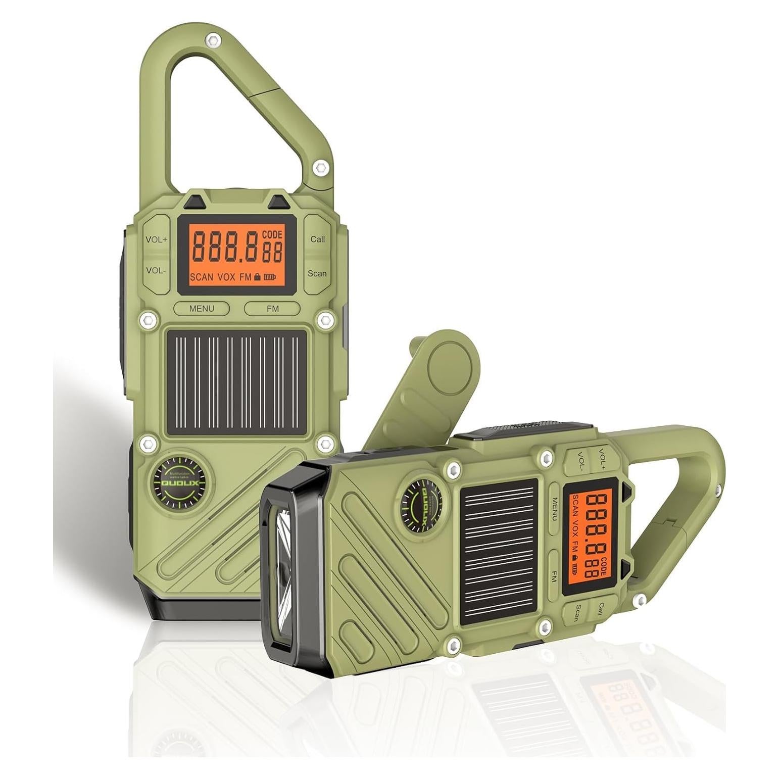 Walkie Talkie Recargable QUOLIX Q668 con Linterna y Alerta NOAA