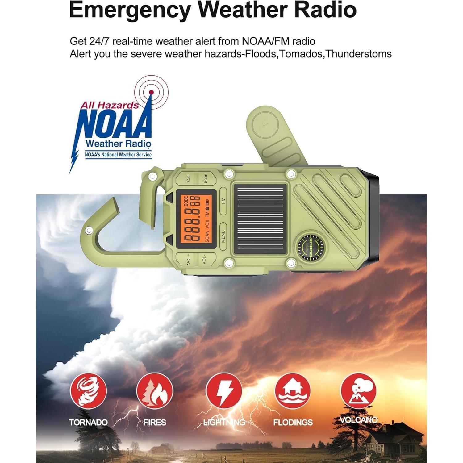 Walkie Talkie Recargable QUOLIX Q668 con Linterna y Alerta NOAA