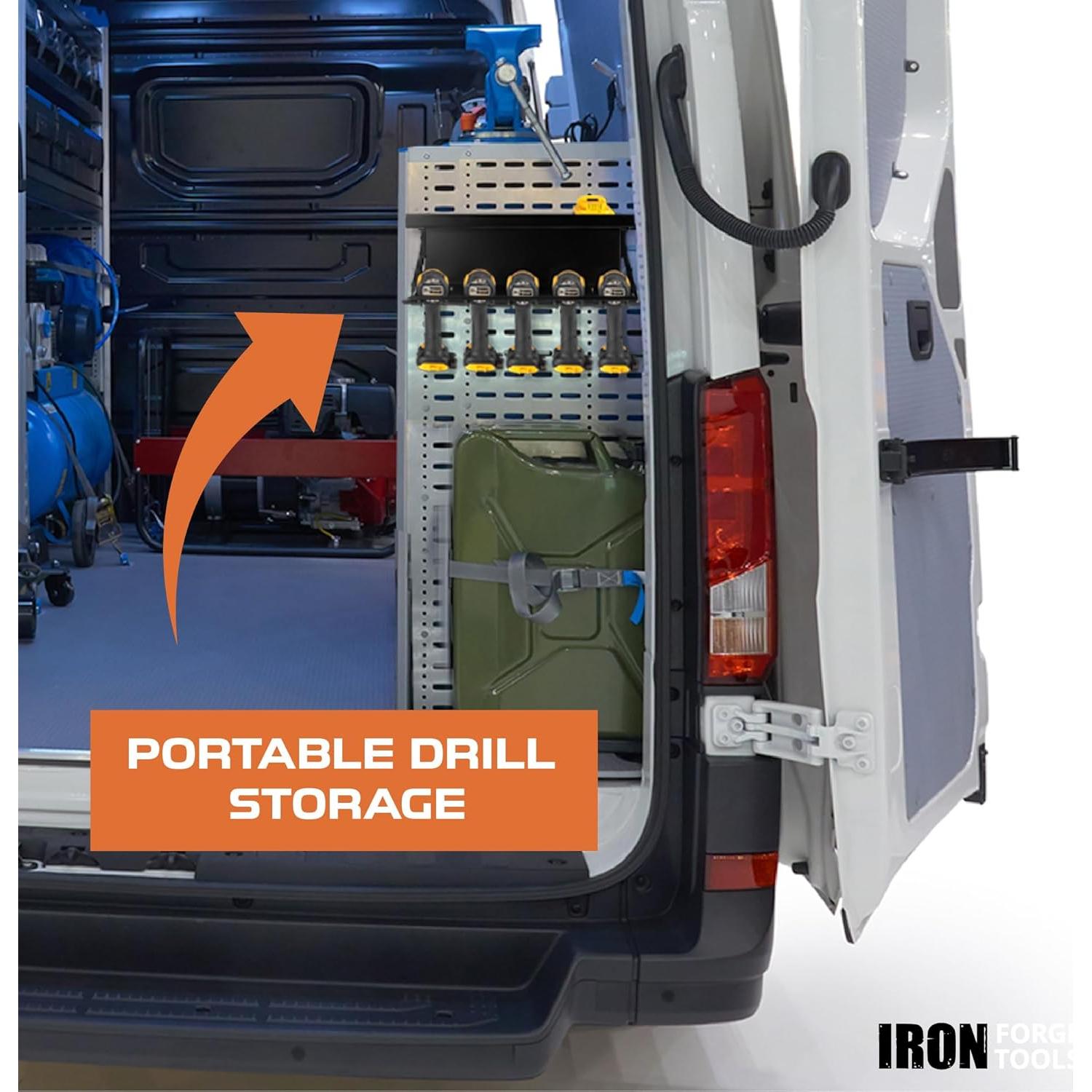 Organizador de Herramientas Eléctricas de Metal Iron Forge Tools - 5 Espacios con Estante con Cerradura