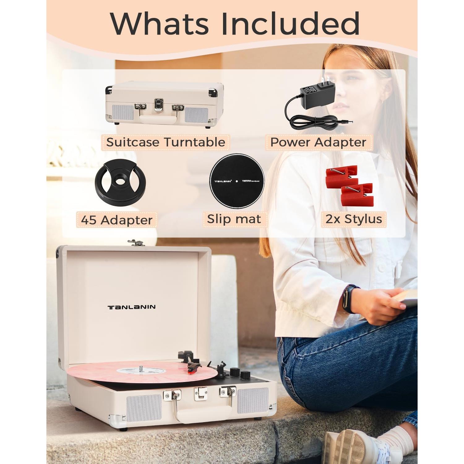 Reproductor de Vinilo TANLANIN TE-001DWT 3 Velocidades Bluetooth